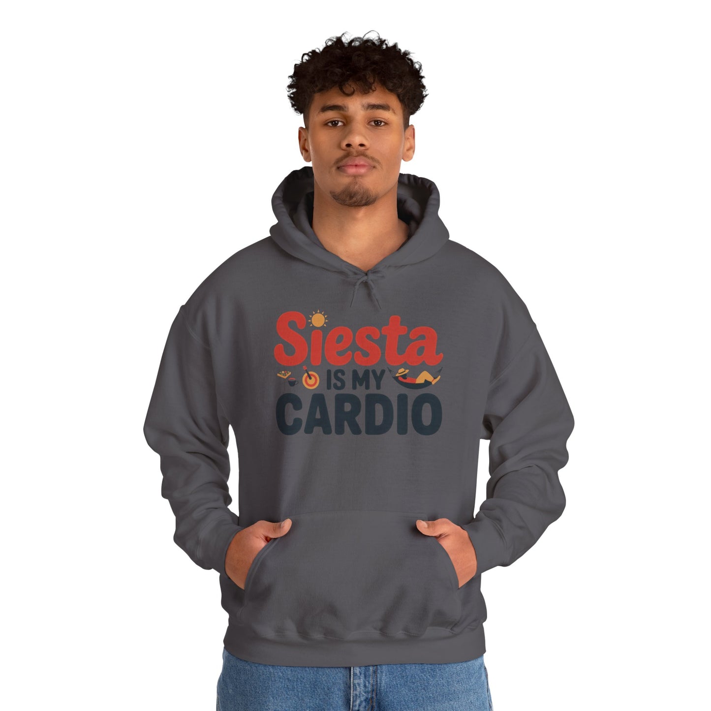 Mens Heavy Blend™ Hooded Sweatshirt, Siesta Is My Cardio Funny Mens Hoodie Spain Humor Gift