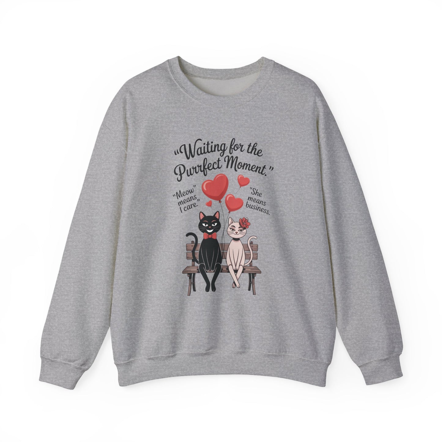 Cute Cat Lovers Womens Sweatshirt, Cozy Gift for Pet Owners, Perfect for Valentine's Day, Animal Lover Apparel, Relaxed Love Sweatshirt
