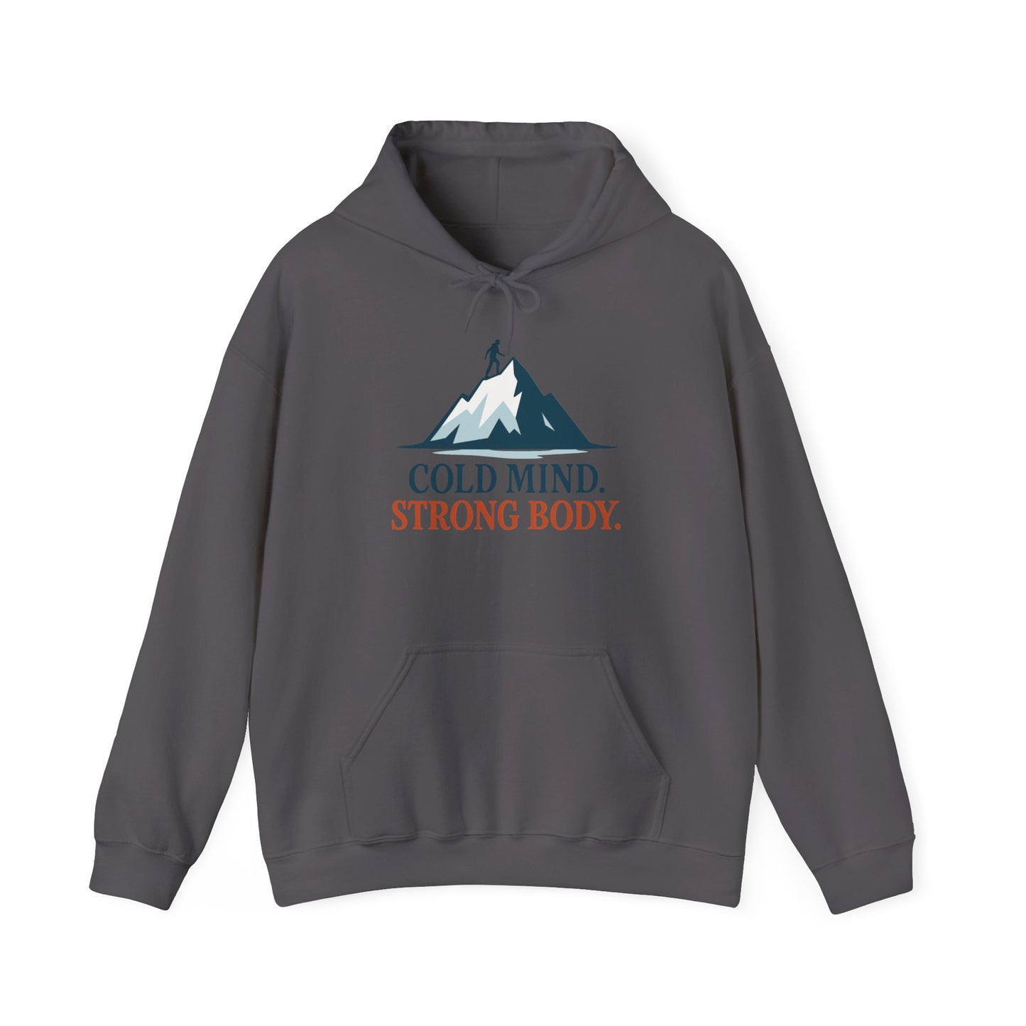 Men's Heavy Blend™ Hooded Sweatshirt, Cold Mind Strong Body Sweatshirt, Nordic Mountain Minimalist Pullover