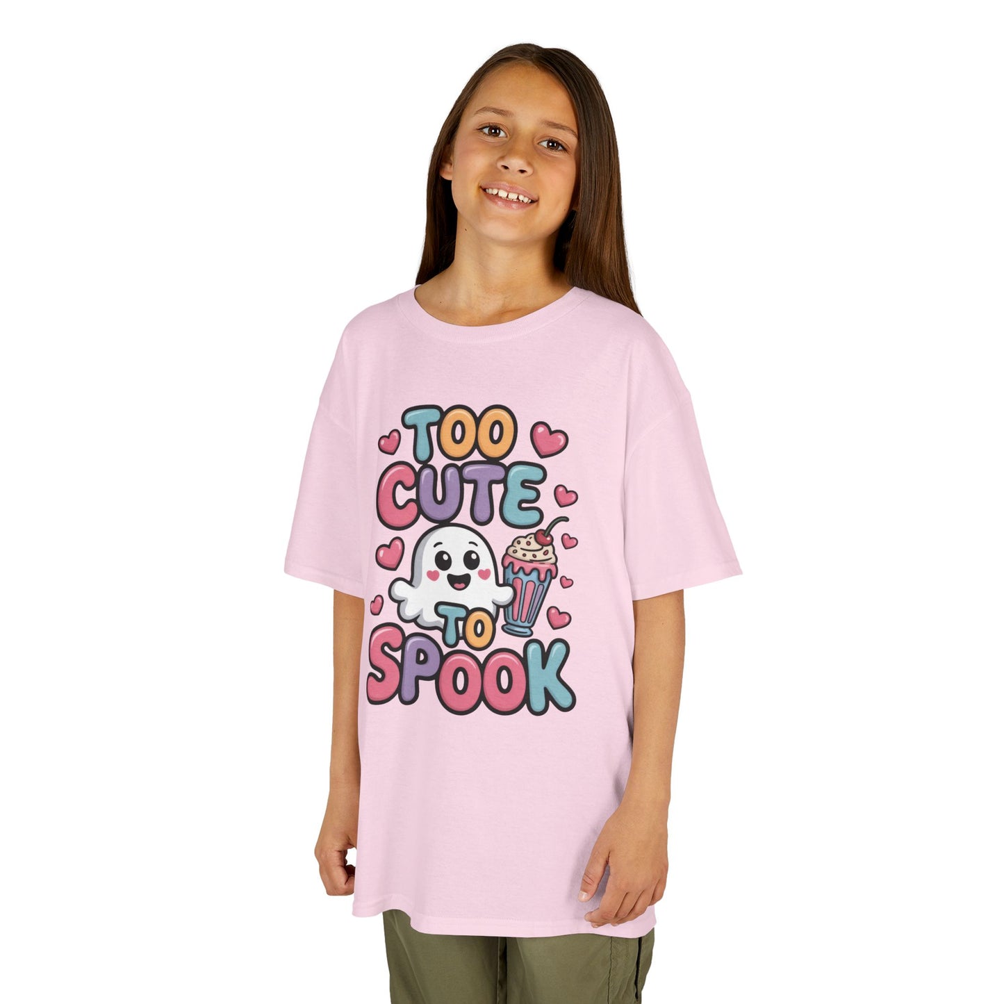 Kids Too Cute To Spook T-Shirt, Cute Ghost Milkshake Shirt, Kawaii Halloween Tee for Boys & Girls