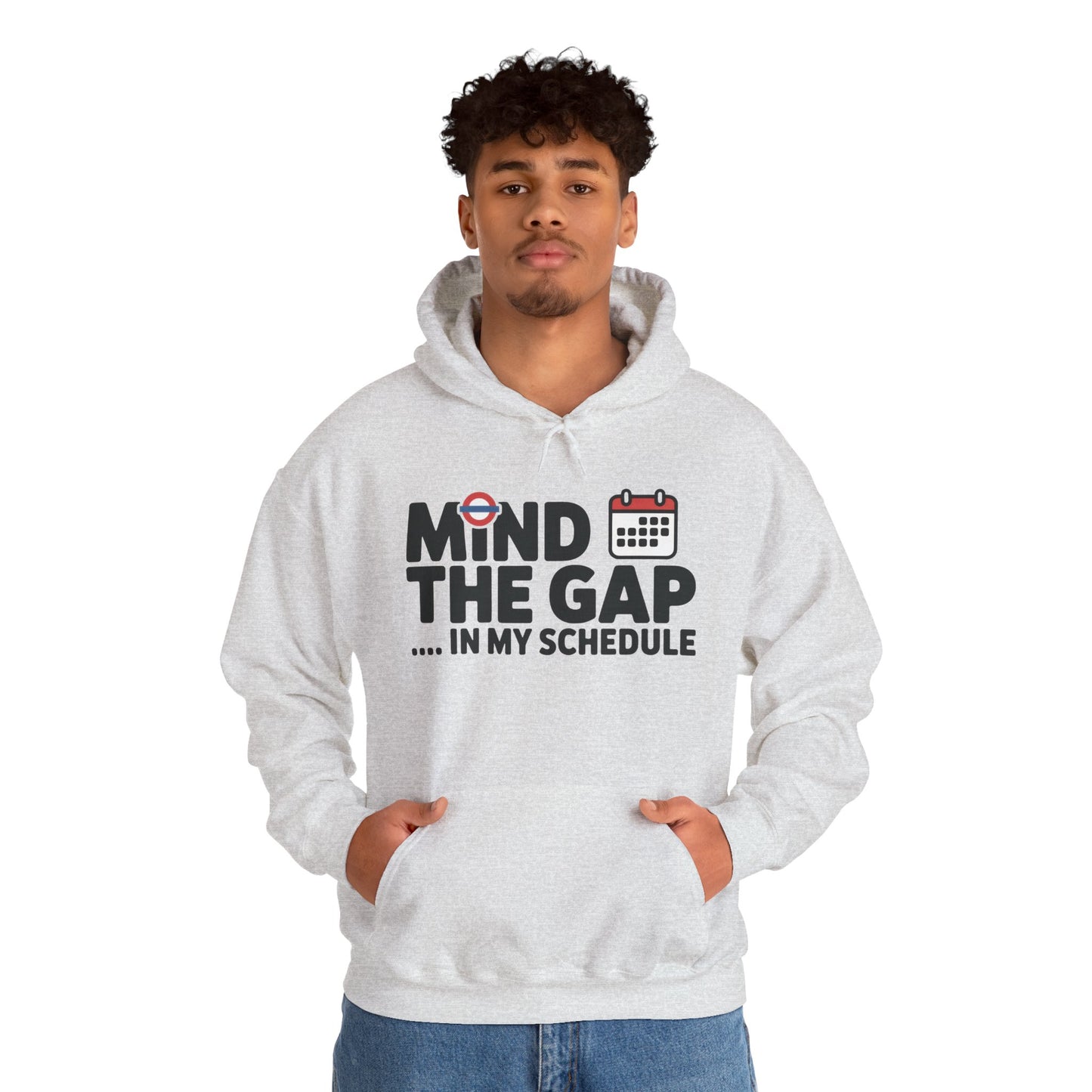 Men's Hoodie Funny Mind The Gap, London Tube Inspired Office Humor Hoodie, Comfy Graphic Sweatshirt