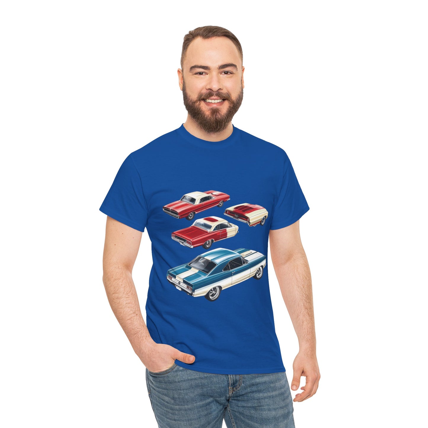 Vintage Muscle Car T-Shirt, Mens Cotton Tee with Retro American Classic Car Illustration, Gift for Car Lovers, Classic Car Graphic Tee