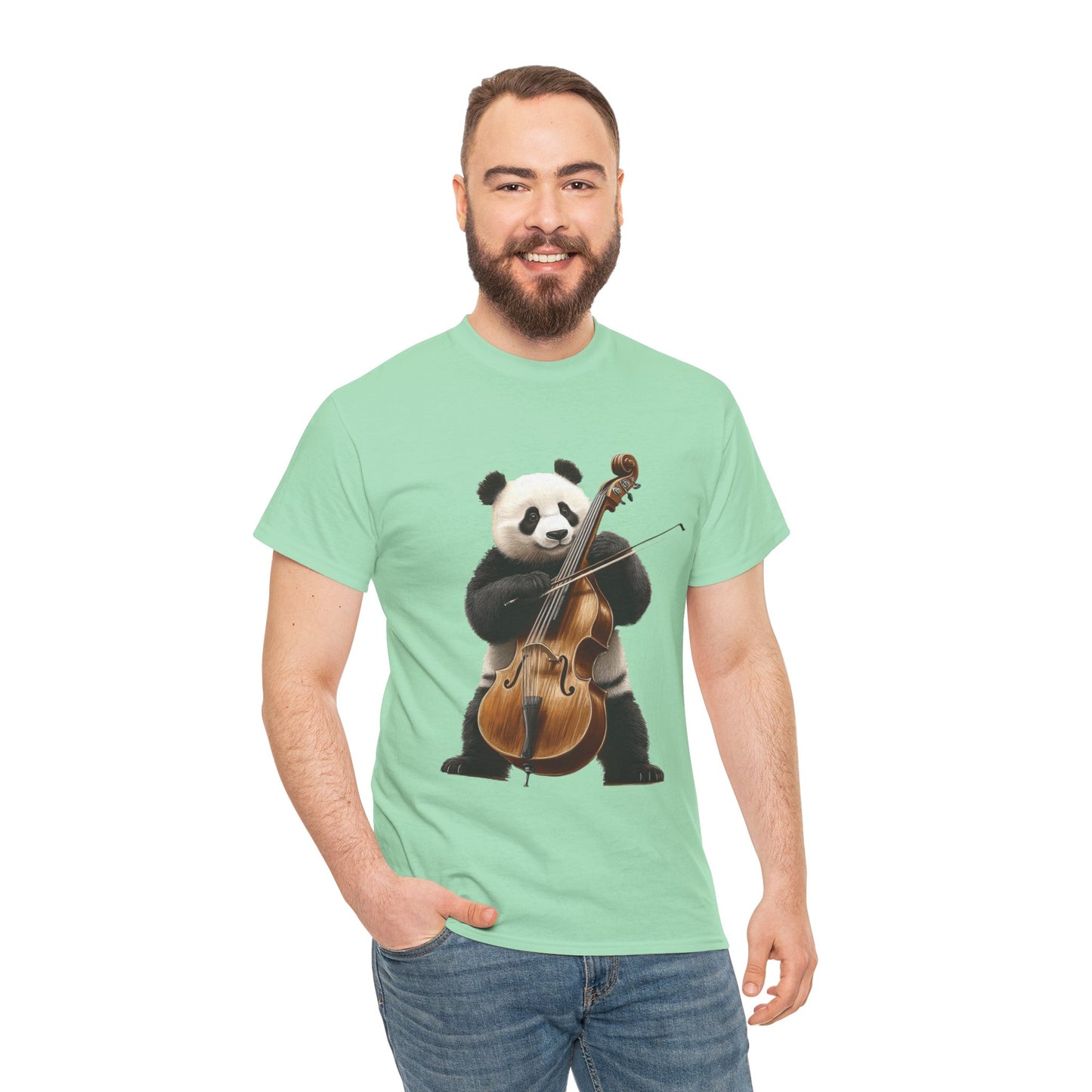 Panda Musician Tee - Cute Animal Graphic Shirt for Music Lovers, Gift for Panda Fans, Unique Concert Outfit, Casual Wear, Cellist Panda