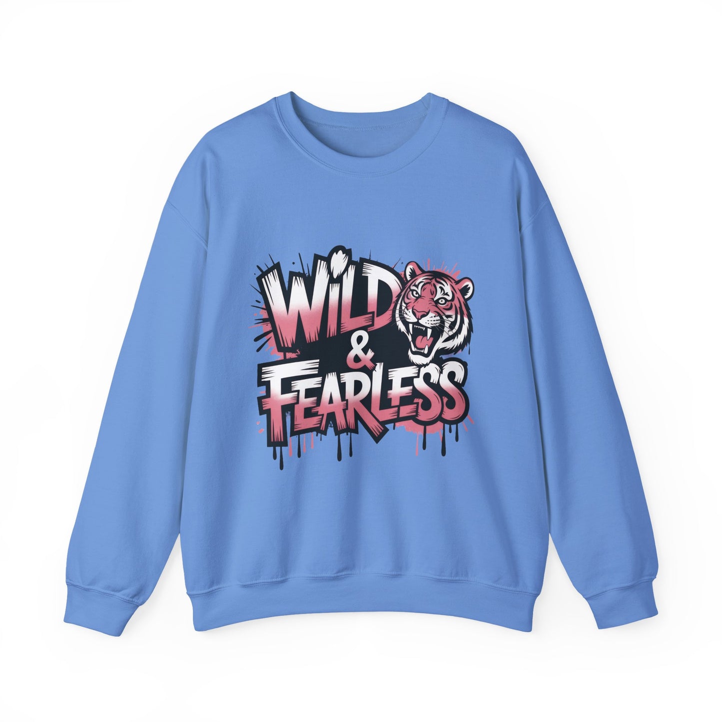 Women's Sweatshirt Wild & Fearless, Tiger Graffiti Graphic Pullover, Bold Urban Streetwear Top