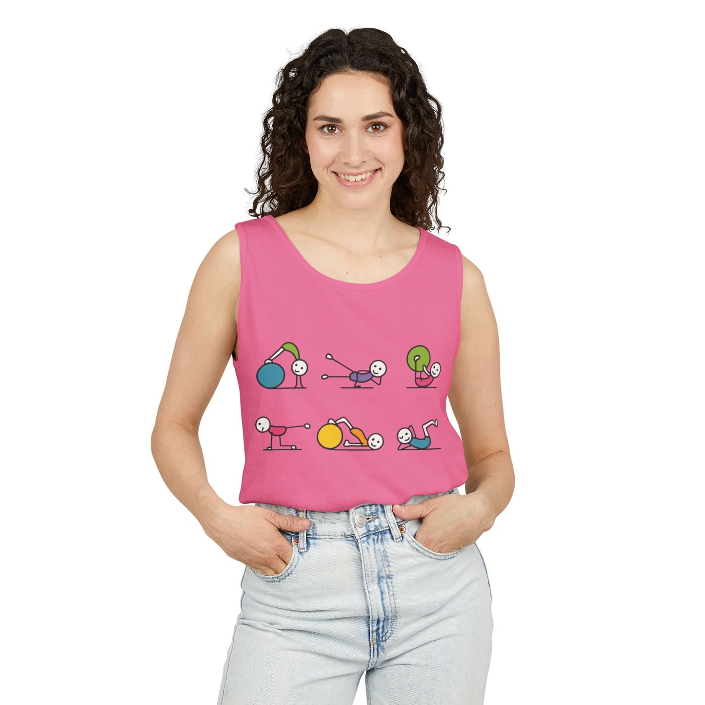 Womens Garment-Dyed Tank Top, Fit Fun Pilates Womens Tank Top, Cute Workout Shirt, Funny Yoga Gym Top for Women