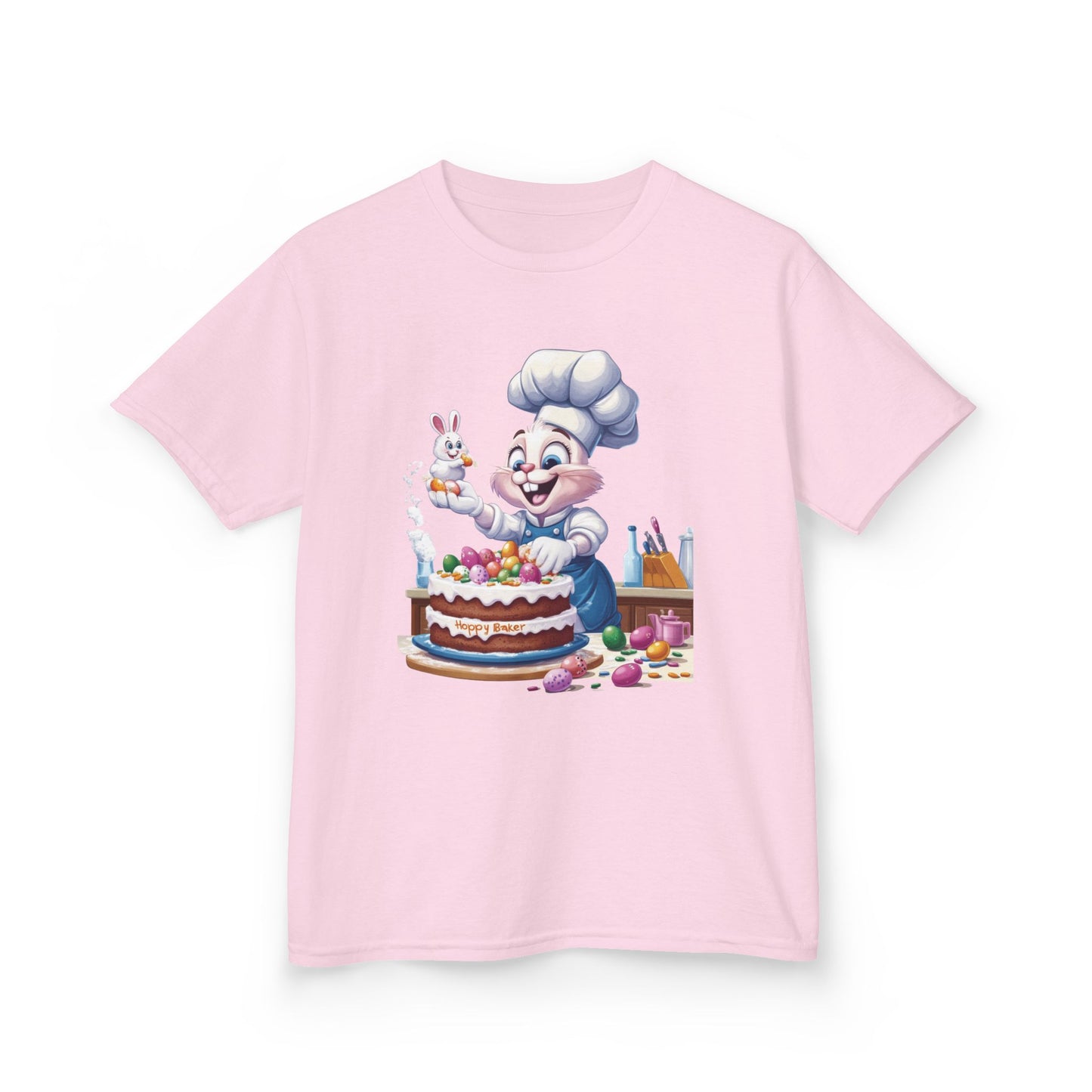 Pastry Chef Easter Bunny T-Shirt - Cute Spring Tee with Chef Bunny and Colorful Cake, Fun Holiday Gift for Kids and Bunny Lovers