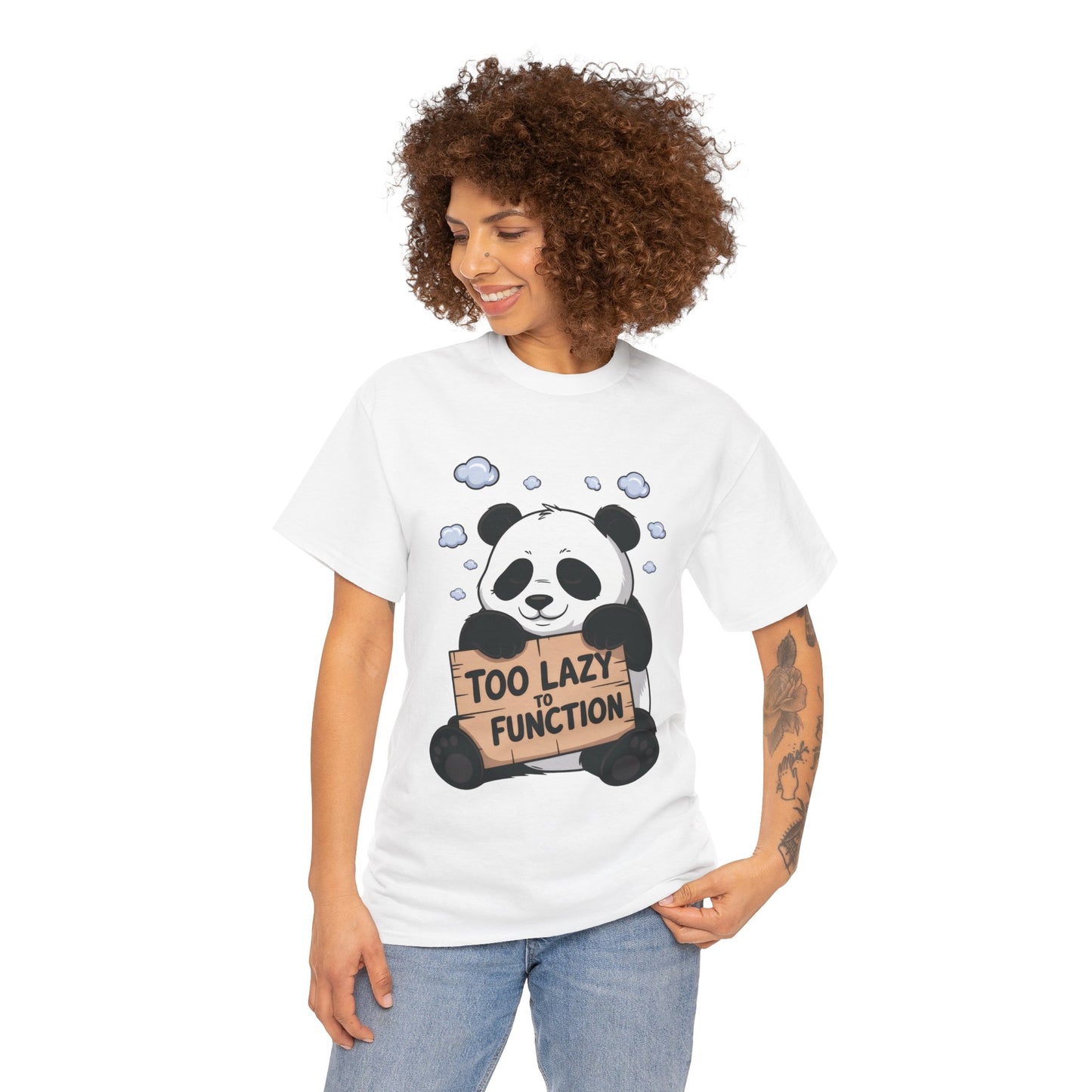 Too Lazy to Function Panda Tee, Unisex Cotton T-Shirt, Funny Shirt, Casual Wear, Gift for Sloth Lovers, Relaxed Vibe