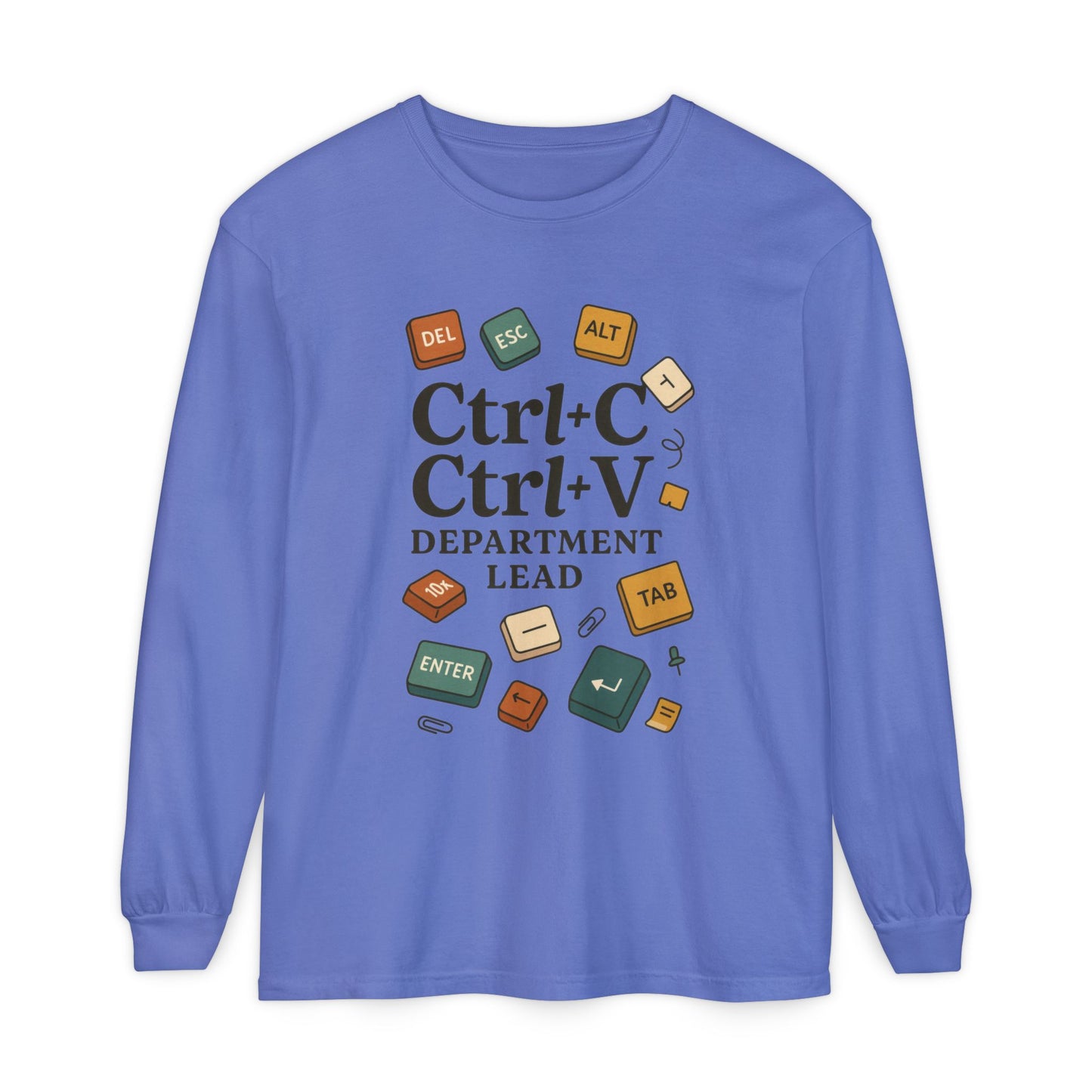 Graphic Long Sleeve Tee, Ctrl+C Ctrl+V Department Lead, Funny Office Humor Shirt, Programmer Gift, Tech Nerd Tee, IT Department Apparel