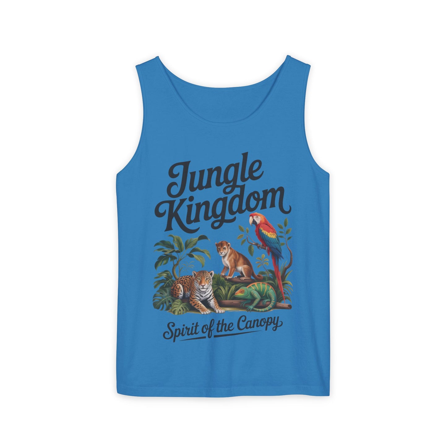 Jungle Kingdom Tank Top, Womens Garment-Dyed Sleeveless Shirt, Spirit of the Canopy Tee, Summer Outfit, Eco-Friendly Casual Wear