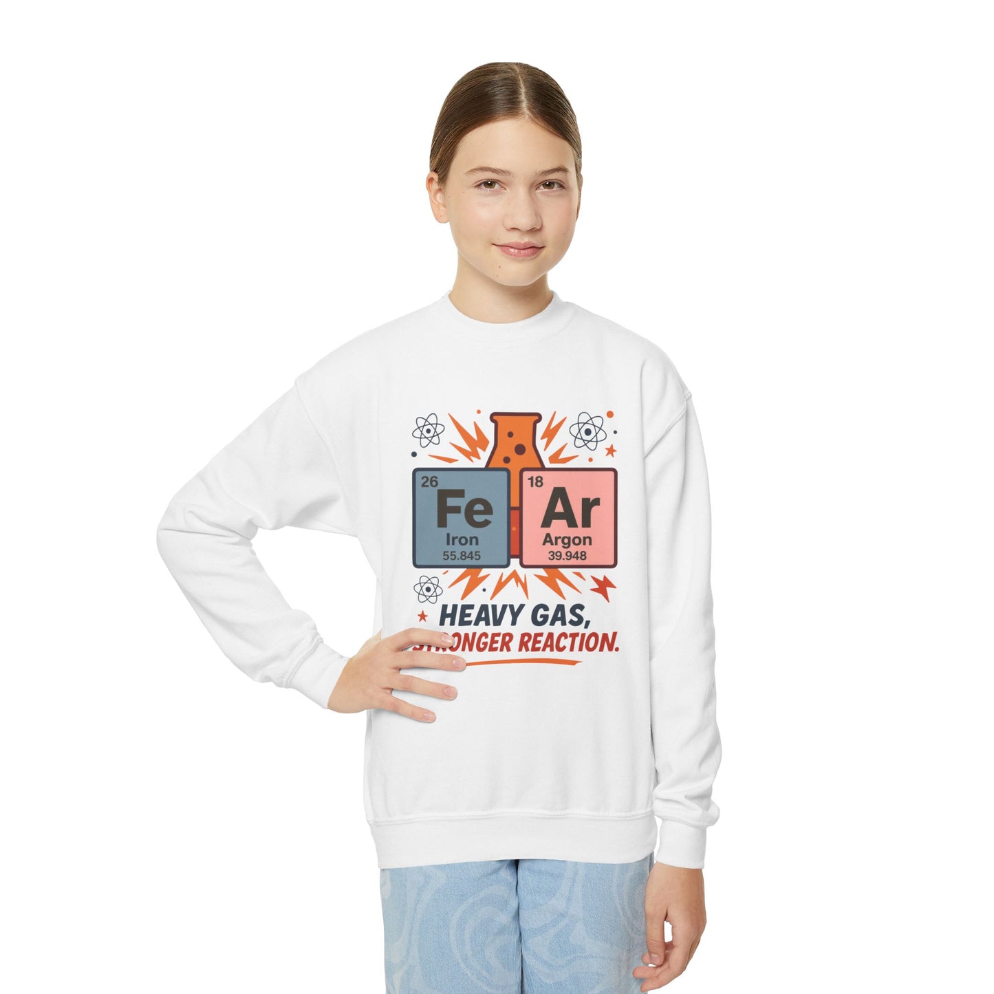 Youth Science Sweatshirt for Kids, Funny Chemistry Gift, Heavy Gas Reaction Crewneck, Science Class Apparel, Educational Sweater