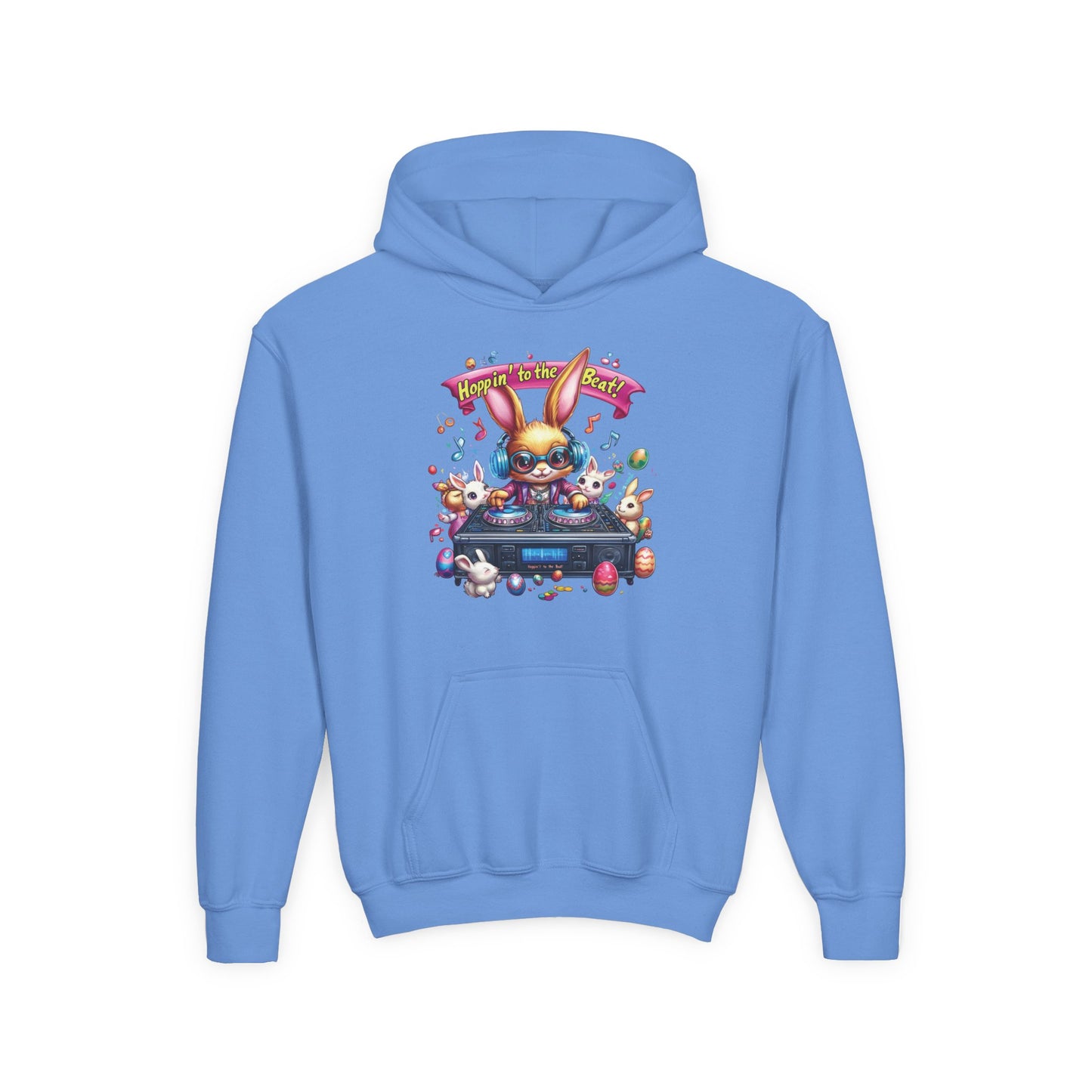 DJ Bunny Easter Hoodie for Kids - Fun Music Bunny Graphic, Hoppin' to the Beat Design, Cool Spring Sweatshirt, Easter Gift for Youth
