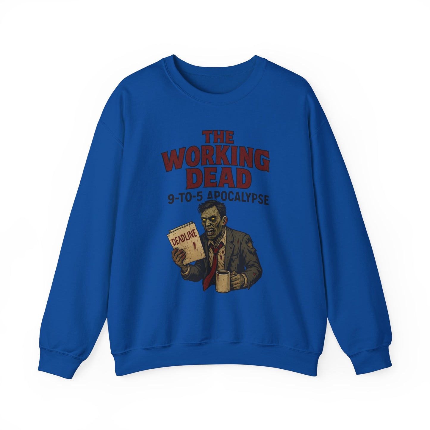 Men's The Working Dead 9-to-5 Apocalypse Sweatshirt, Funny Office Zombie Horror Pullover, Halloween Zombie Work Top