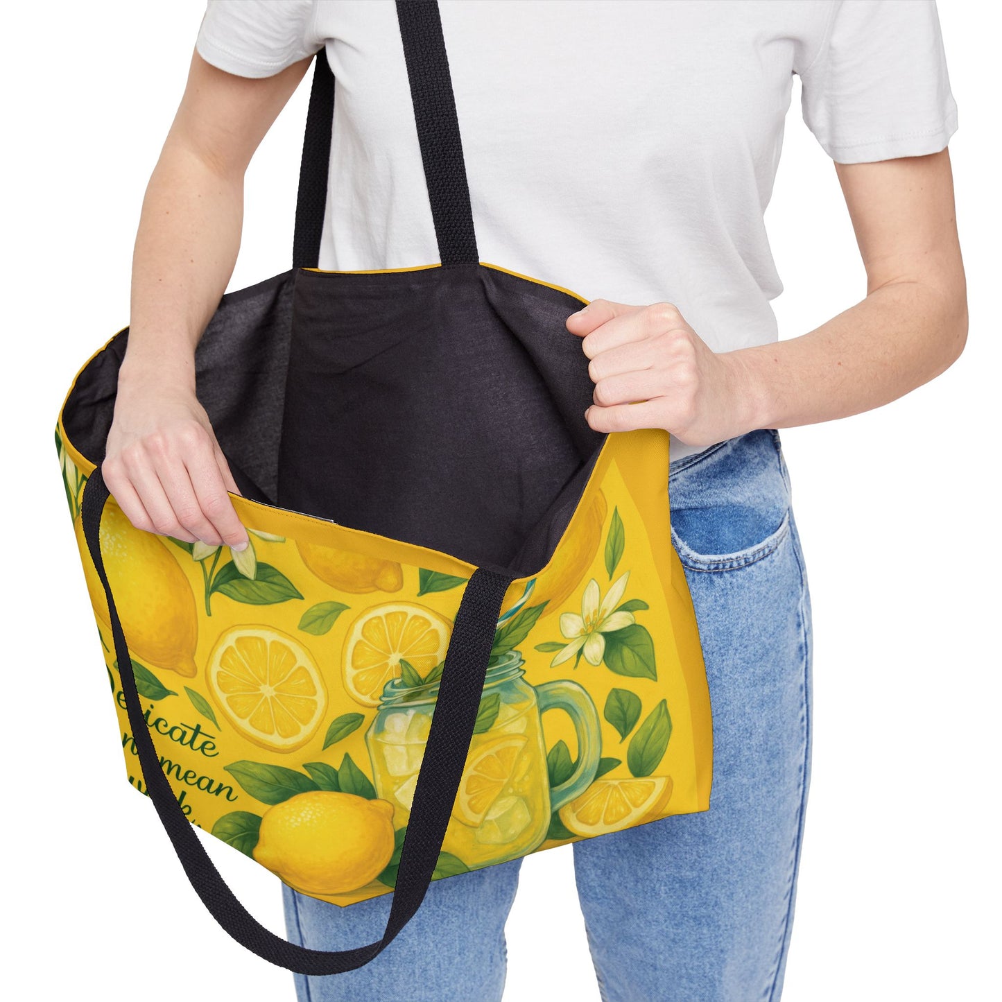 Bright Lemon Weekender Tote Bag, Summer Travel Bag, Beach Bag, Picnic Tote, Eco-Friendly Shopping Bag, Fun Gift Idea