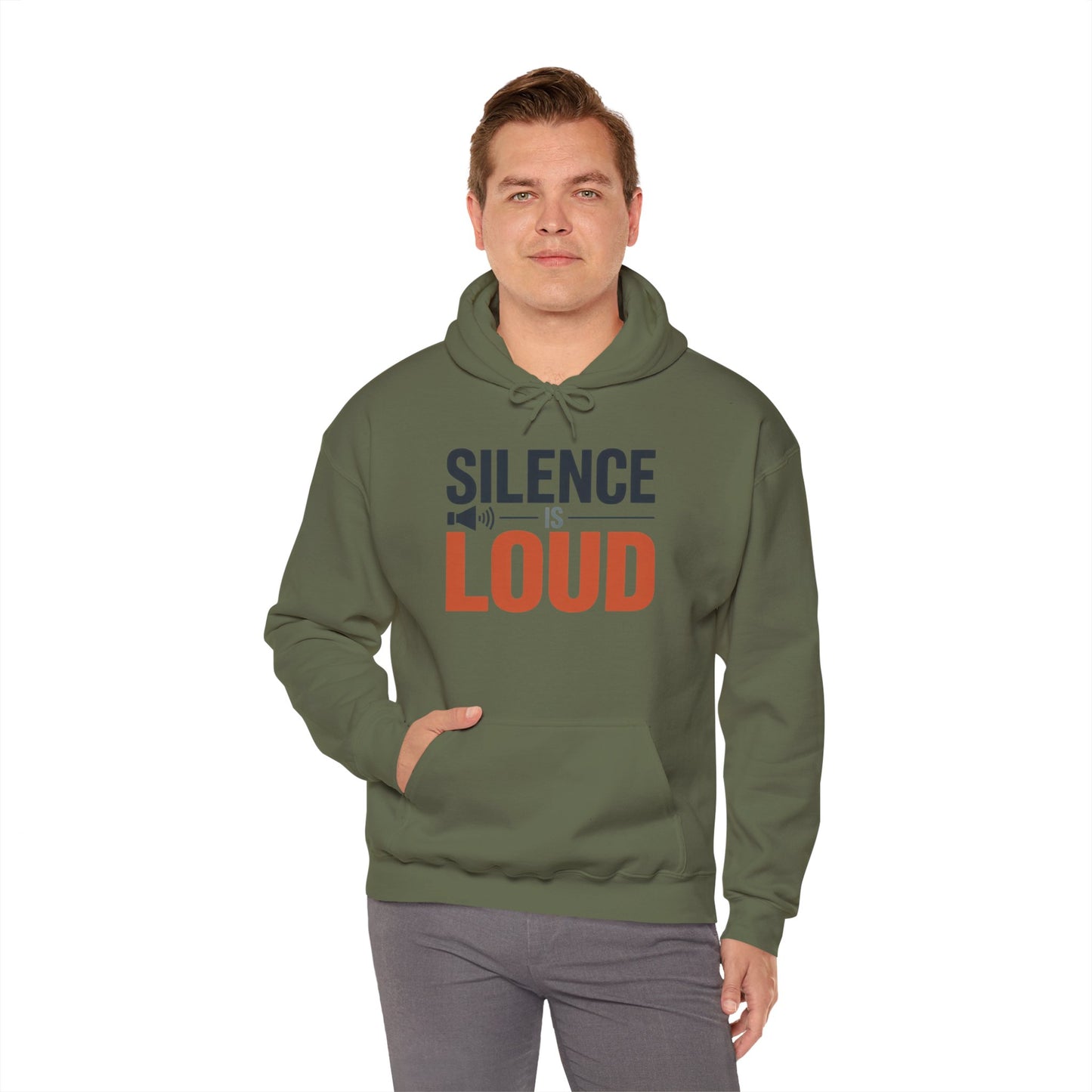 Mens Heavy Blend™ Hooded Sweatshirt, Silence Is Loud Graphic Motivational Mens Hoodie