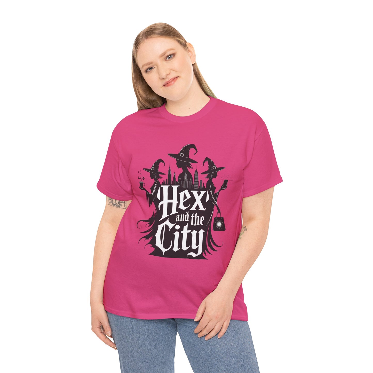 Women's Hex and the City Witch Shirt, Gothic Witches New York Skyline Halloween T-Shirt for Women