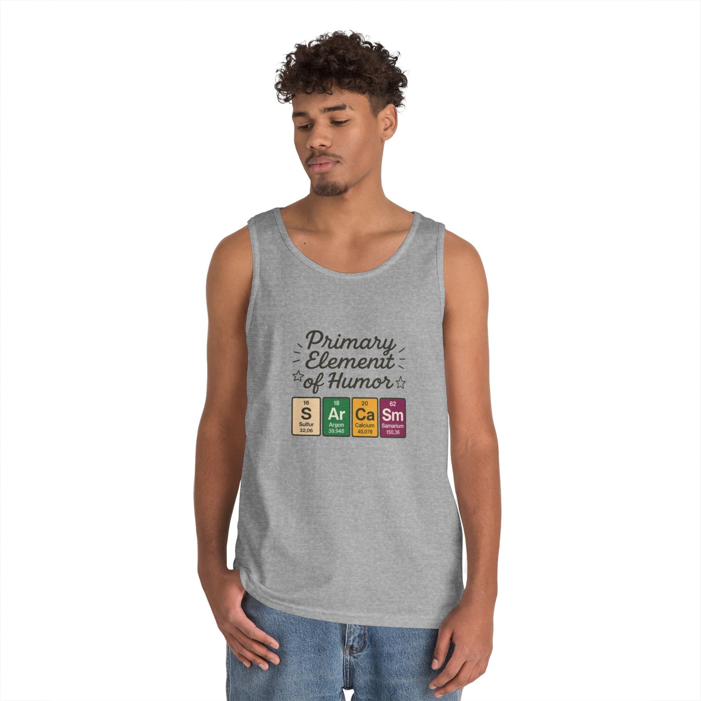 Sarcasm Tank Top for Men, Funny Chemistry Shirt, Science Humor Sleeveless Tee, Nerdy Summer Gym Shirt for Him, Chemistry Elements