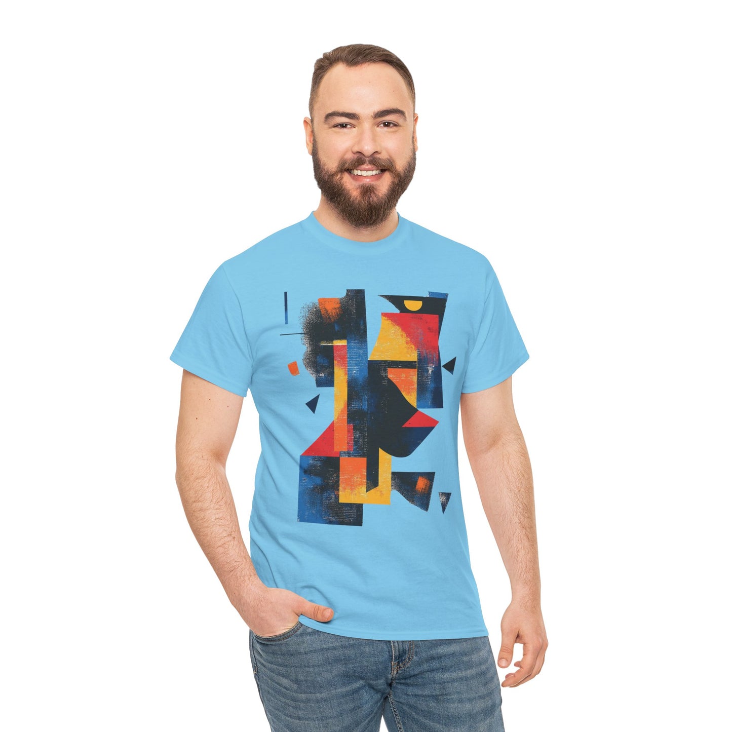 Abstract Geometric Art T-Shirt, Colorful Unisex Heavy Cotton Tee, Modern Artistic Shirt, Bold Graphic Print Tee