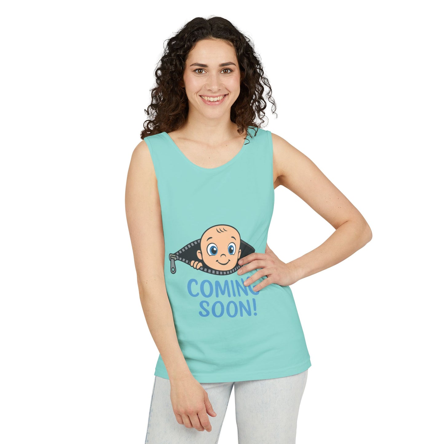 Coming Soon Maternity Tank Top, Cute Baby Boy Pregnancy Announcement Tee, Funny Expecting Mom Gift, Gender Reveal Tee, Baby Shower Top