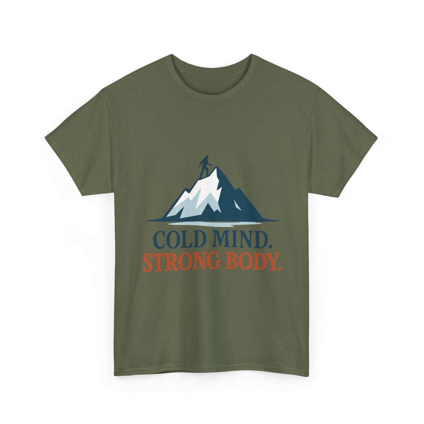 Cold Mind Strong Body Mens T-Shirt, Nordic Minimalist Mountain Hiking Tee