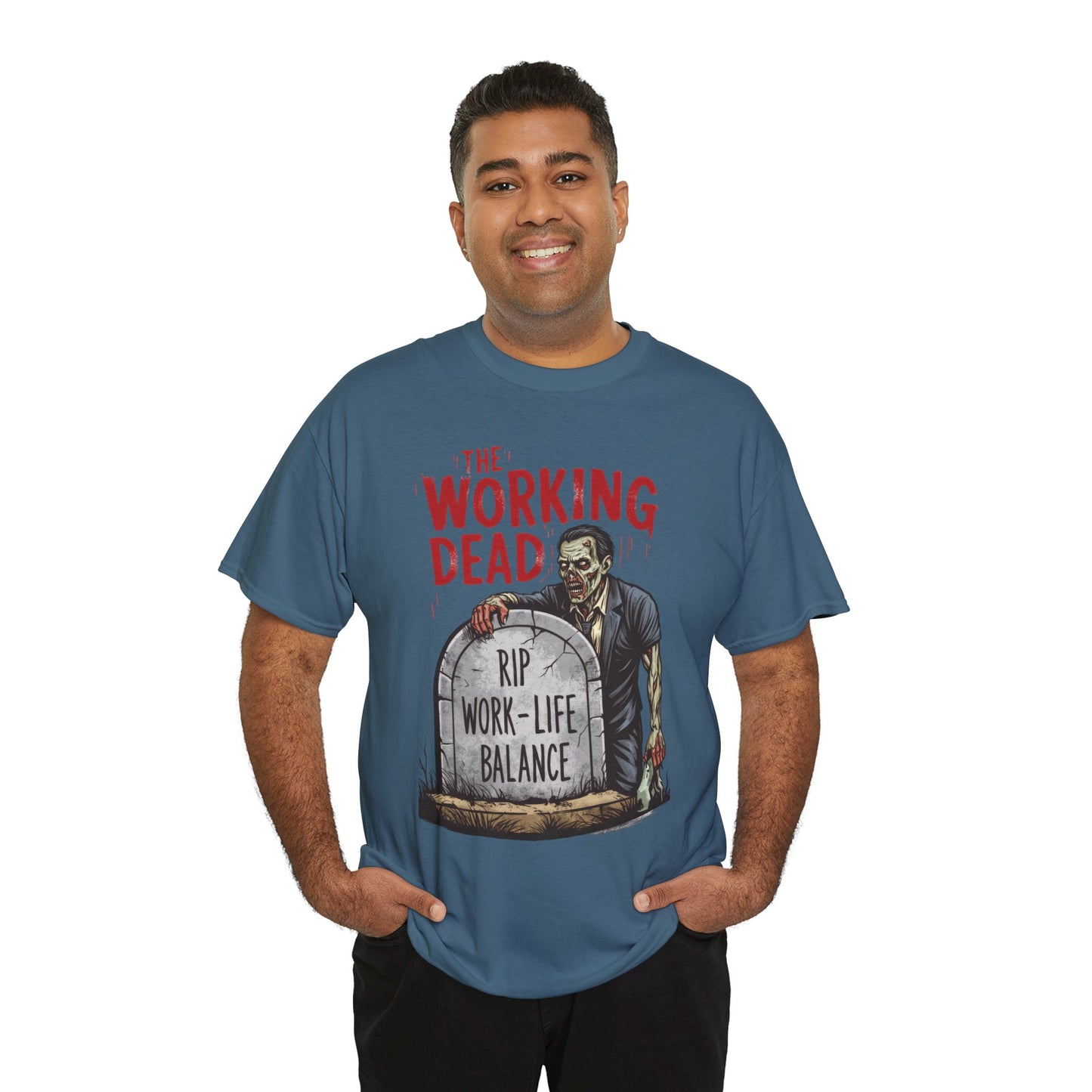 The Working Dead Shirt Men, Funny Work Life Balance Zombie Tee, RIP Work Shirt, Halloween Tee