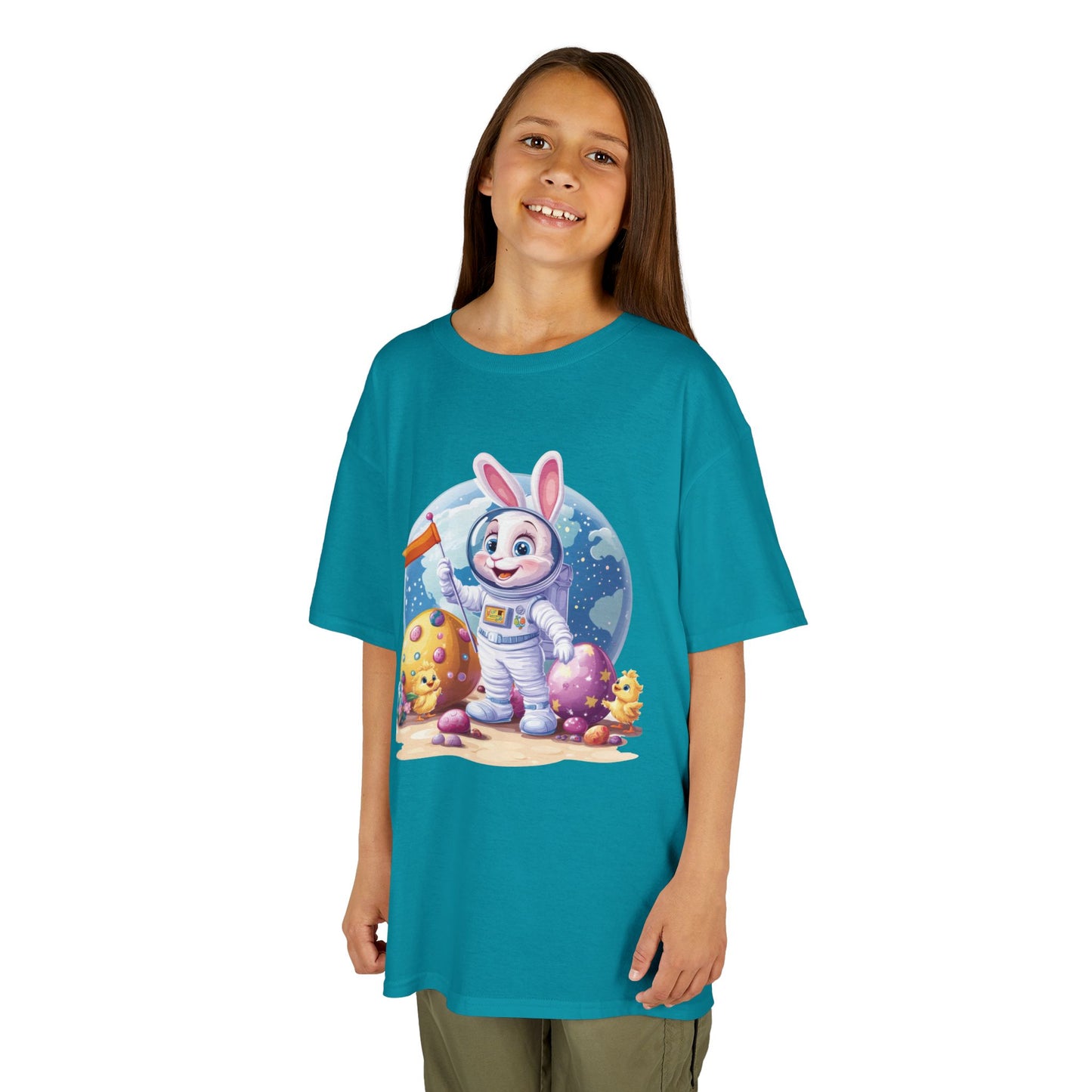 Kids Easter Astronaut Bunny T-Shirt, Space Bunny with Eggs, Galaxy Adventure Tee, Cute Bunny Gift for Boys and Girls