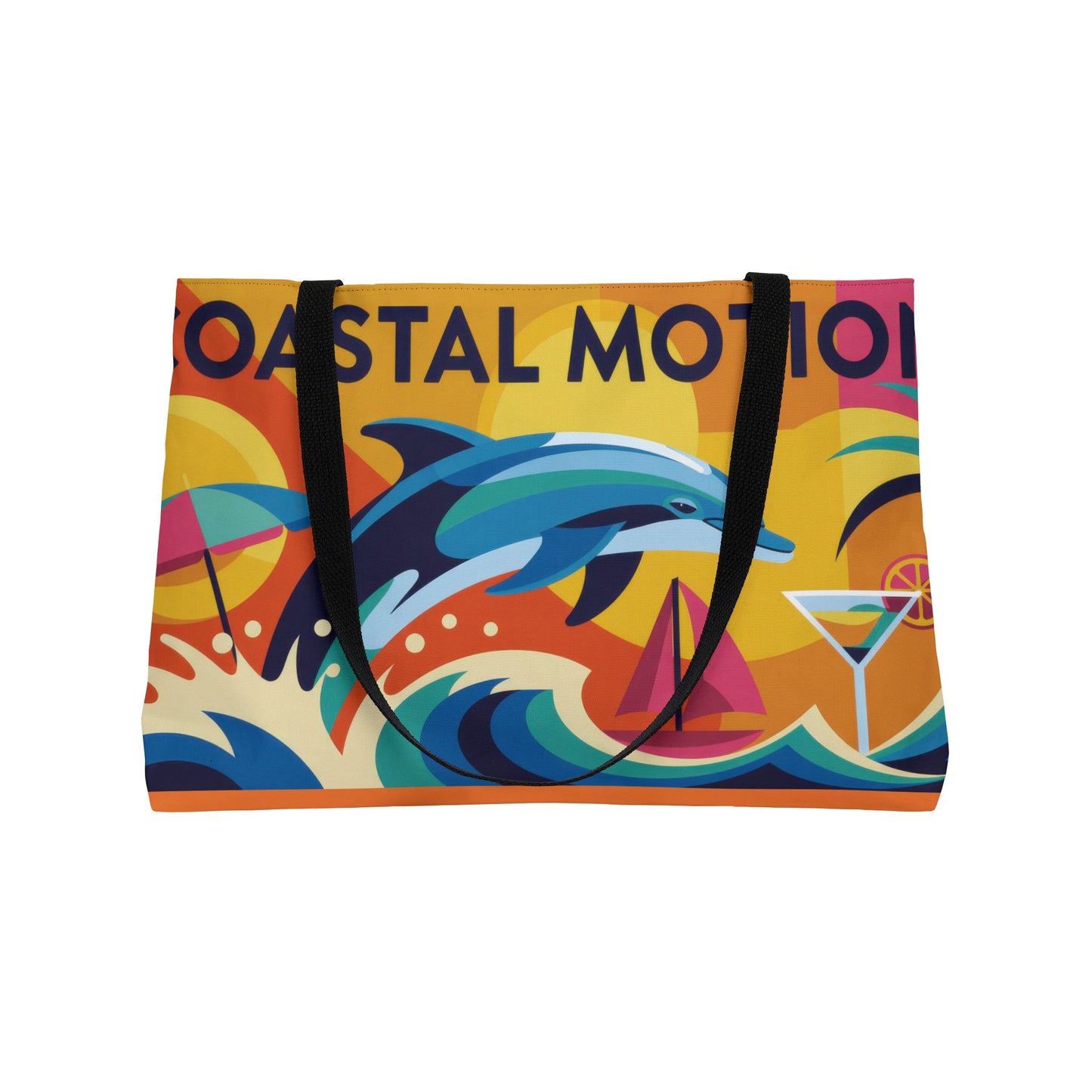 Beachy Coastal Motion Weekender Tote Bag, Travel Bag, Beach Bag, Summer Accessory, Vacation Tote, Gift for Ocean Lovers