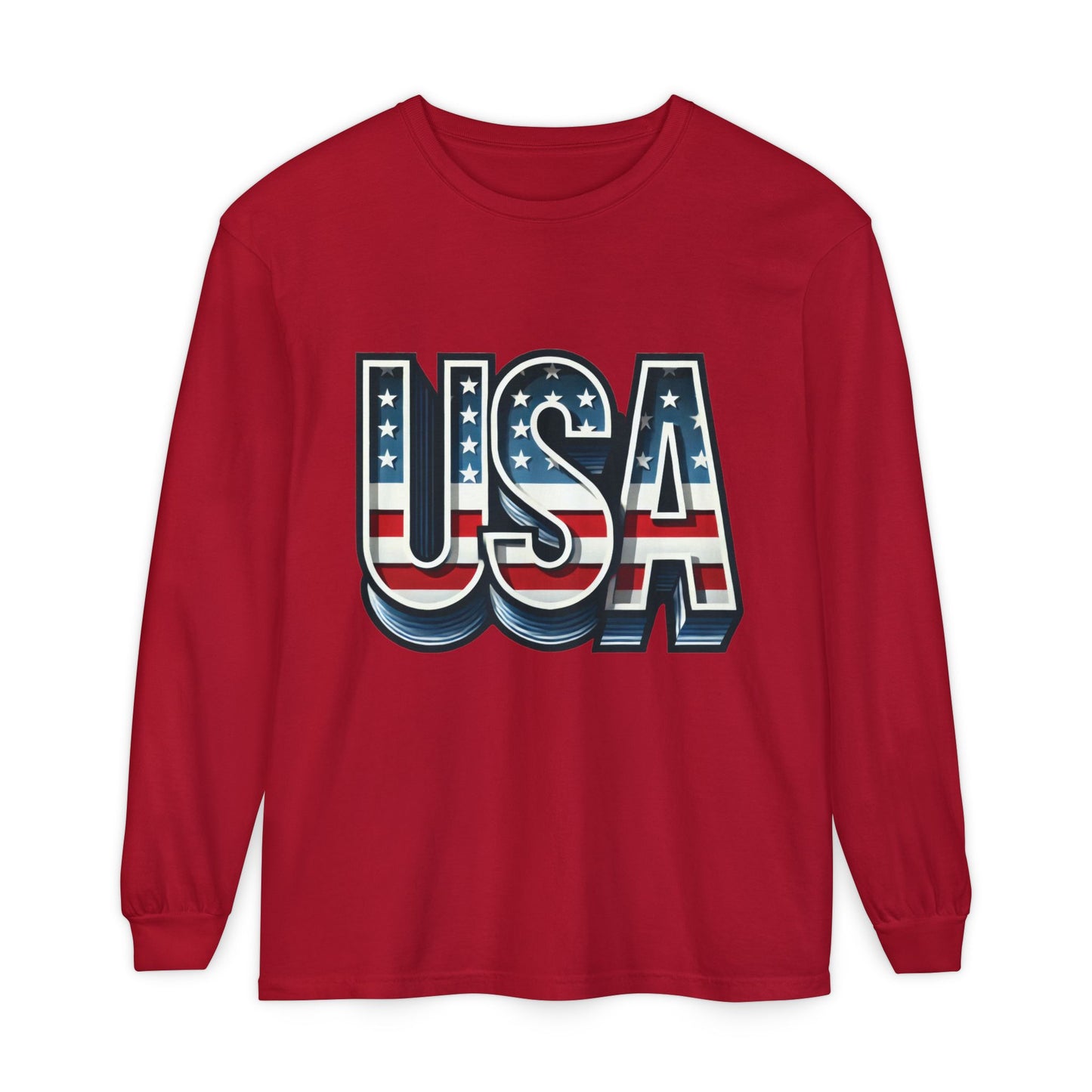 Patriotic Long Sleeve Unisex T-Shirt, USA Design, Unisex Tee for Independence Day, Memorial Day, Family Celebrations, Casual Wear