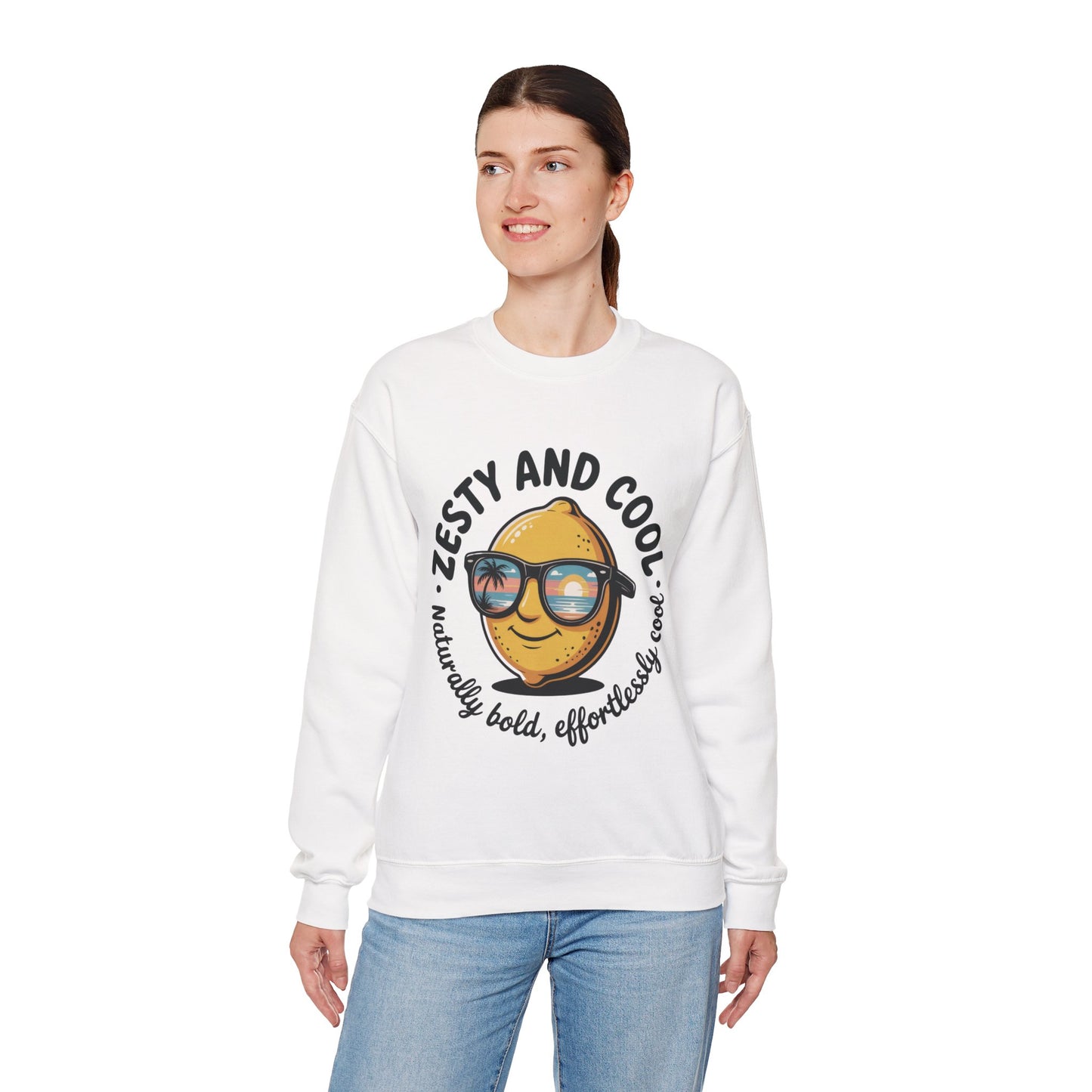 Zesty and Cool Crewneck Sweatshirt, Womens Lemon Sweatshirt for Casual Wear, Trendy Gift, Summer Vibes, Comfortable Apparel