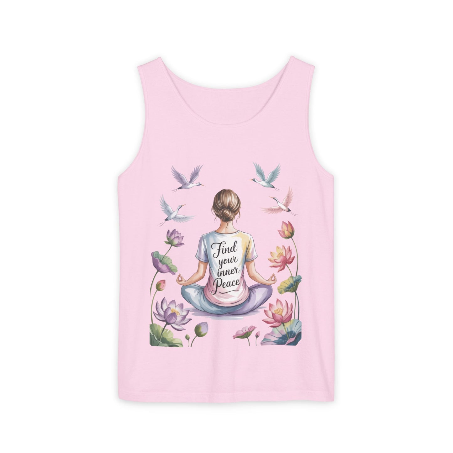 Meditation Floral Womens Tank Top, Find Your Inner Peace, Yoga Apparel, Gift for Mindfulness, Summer Relaxed Wear