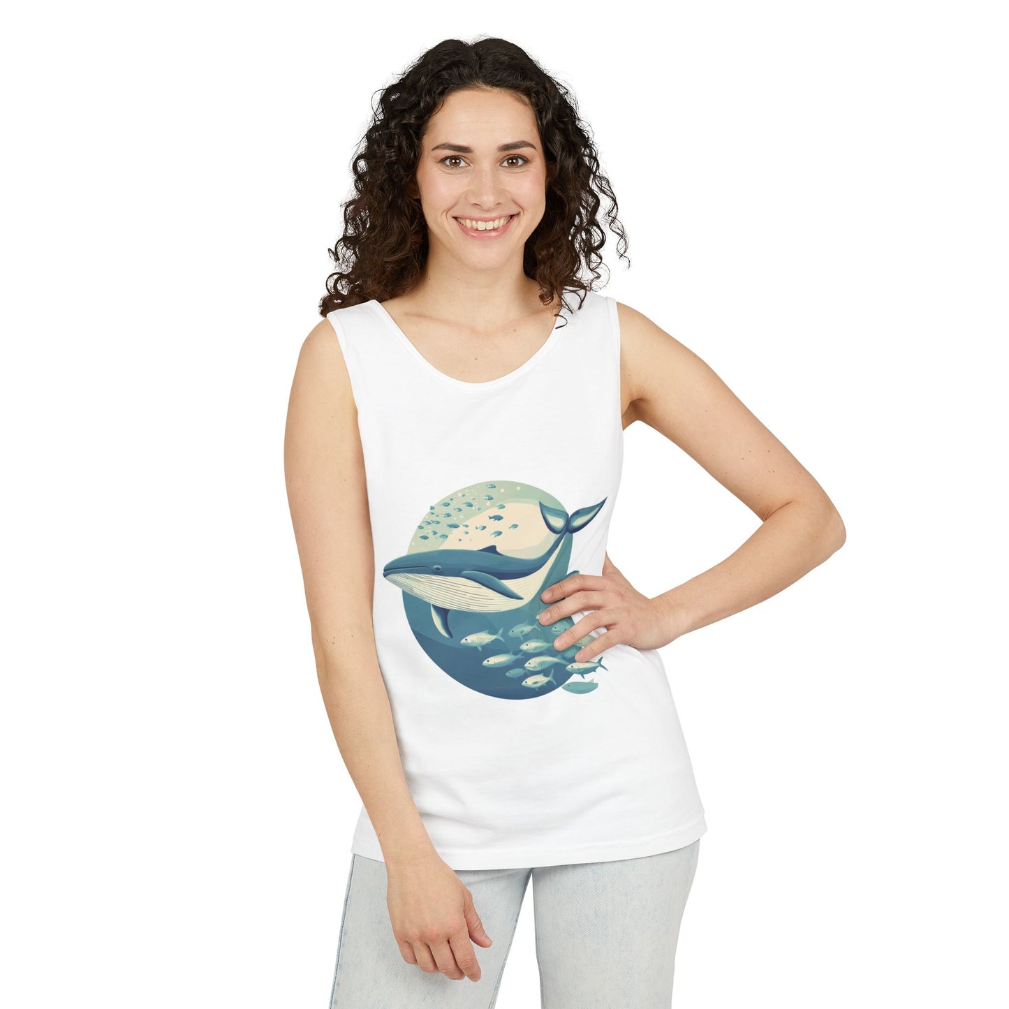 Ocean-Inspired Unisex Tank Top, Whale Design Shirt, Summer Casual Wear, Beach Vibes Gift, Eco-Friendly Fashion