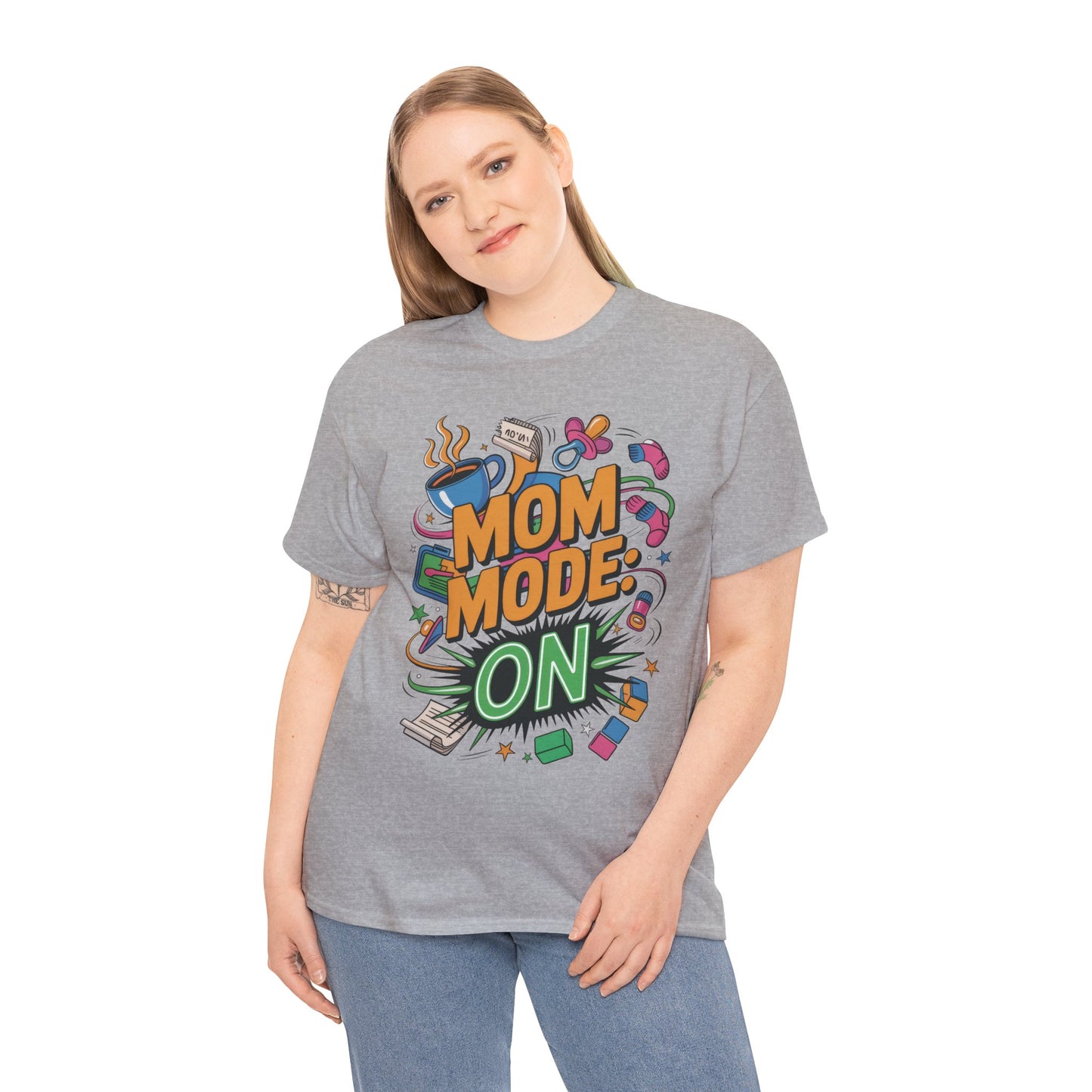 Mom Mode ON Cotton Tee, Funny Mom T-Shirt, Gift for Mothers, Parent Life Apparel, Mother's Day Humor T-Shirt, Cute Mama Life Graphic Tee