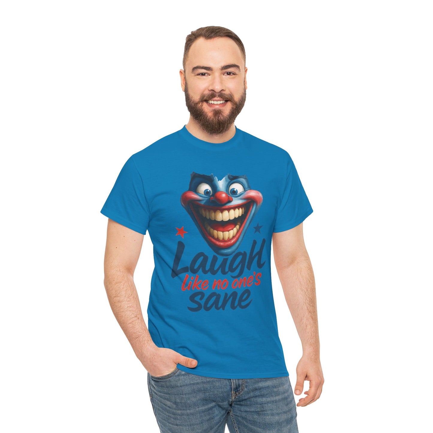 Funny Clown Face Unisex Heavy Cotton Tee, Creepy Clown Face T-Shirt, Humor T-Shirt,Clown Theme Shirt, Funny Horror Graphic Tee