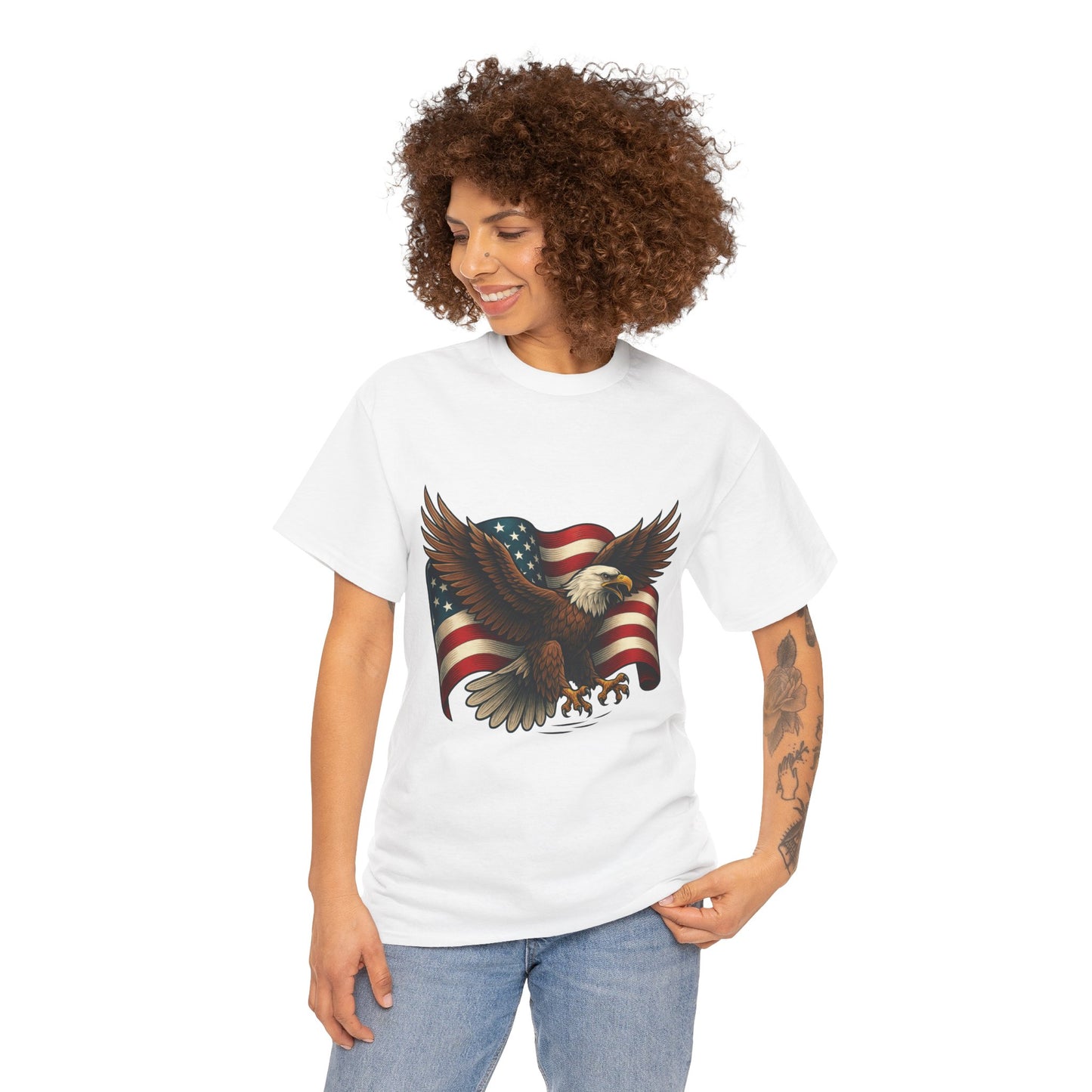 American Eagle Graphic Tee, Patriotic T-Shirt, Fourth of July Apparel, Eagle Love Shirt, Unisex Heavy Cotton Tee