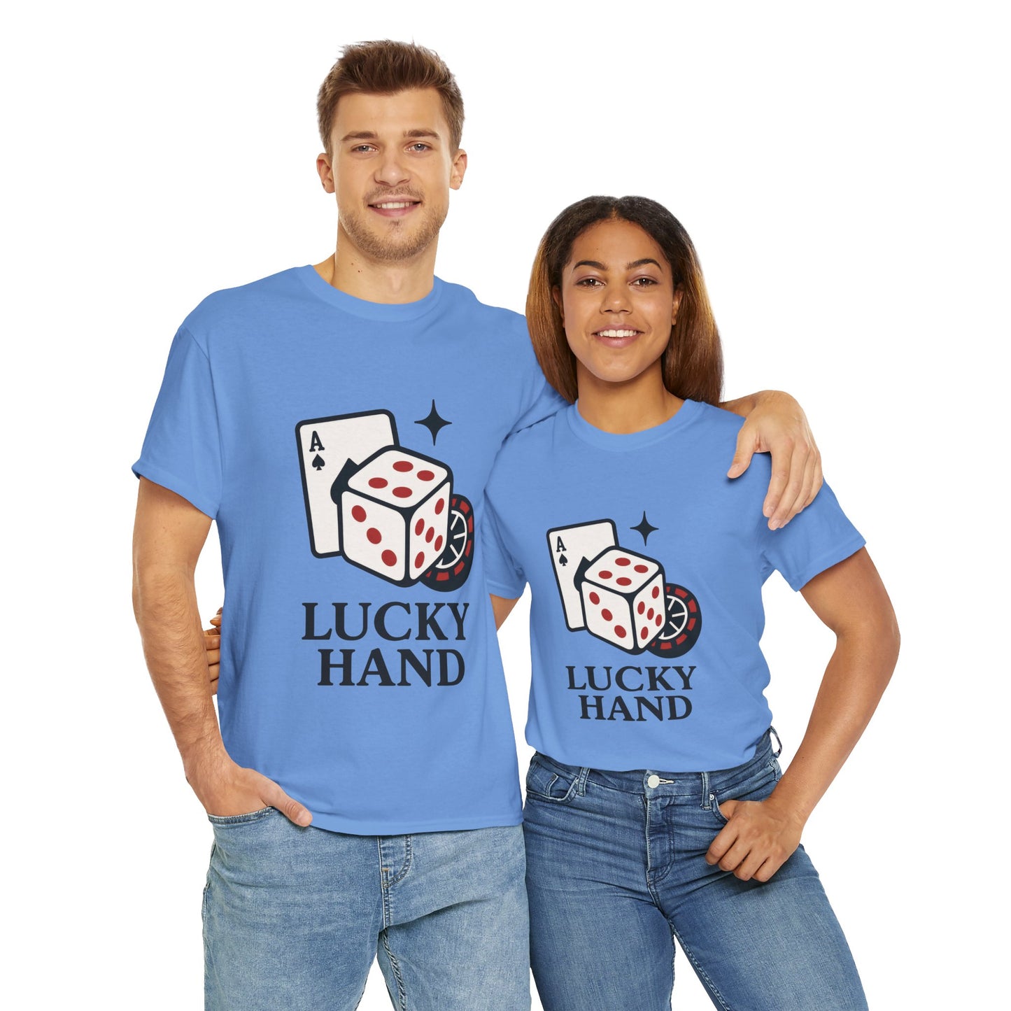 Lucky Hand Unisex Heavy Cotton Tee, Gambling Shirt, Casino Wear, Good Luck Gift, Poker T-Shirt, Casual Vintage Style