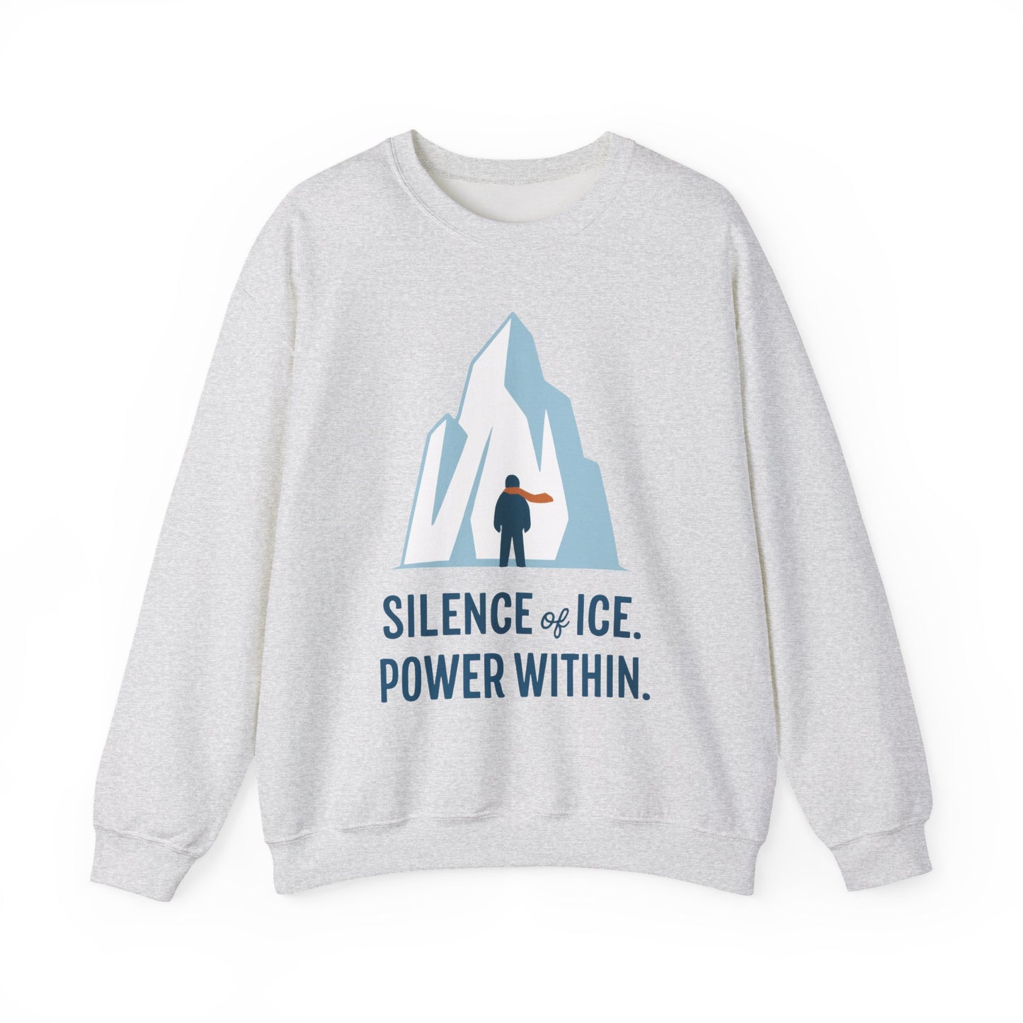 Men's Heavy Blend™ Crewneck Sweatshirt, Silence of Ice Power Within Sweatshirt, Nordic Iceberg Minimalist Pullover