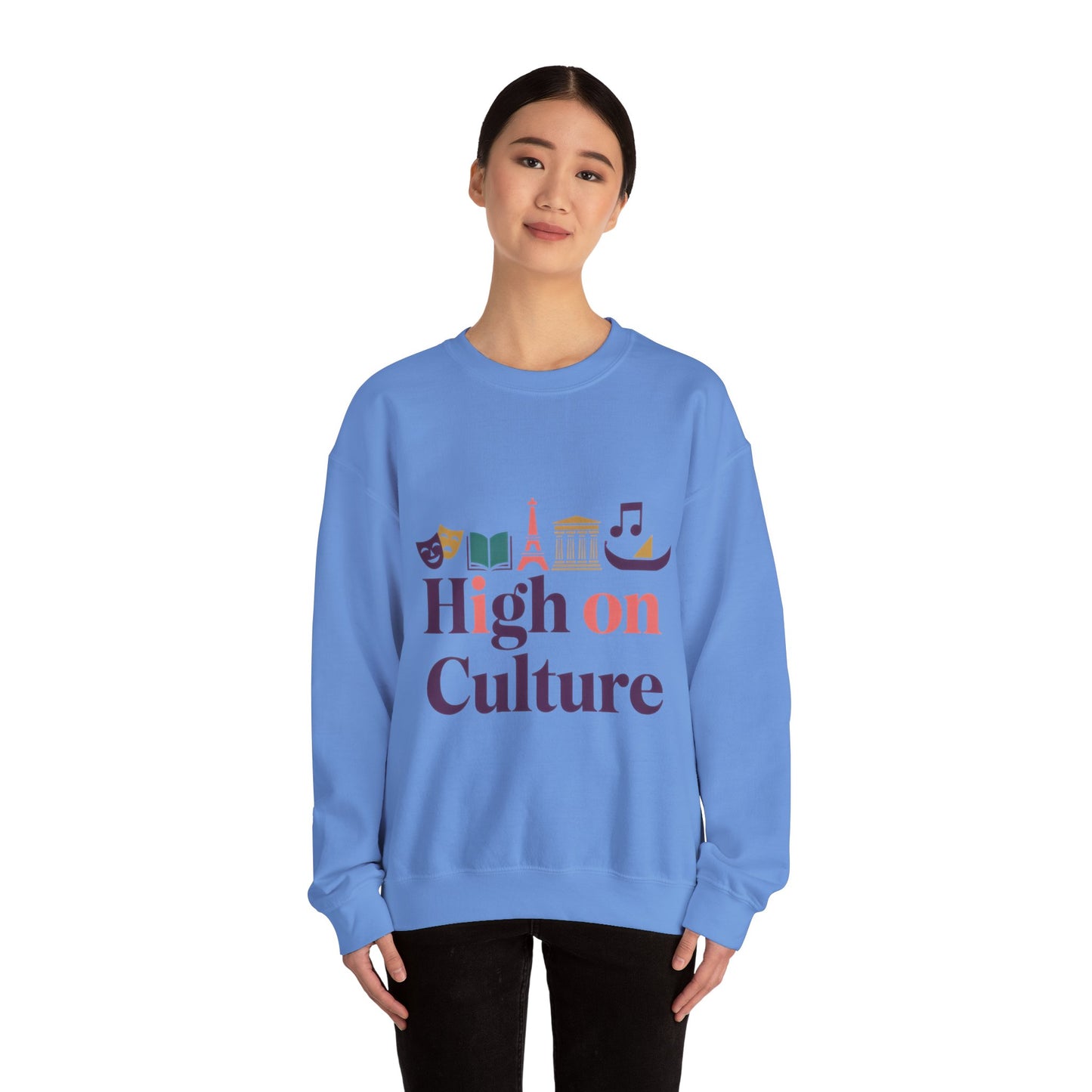 Womens Heavy Blend™ Crewneck Sweatshirt, High on Culture Womens Sweatshirt, Stylish Cultural Graphic Top
