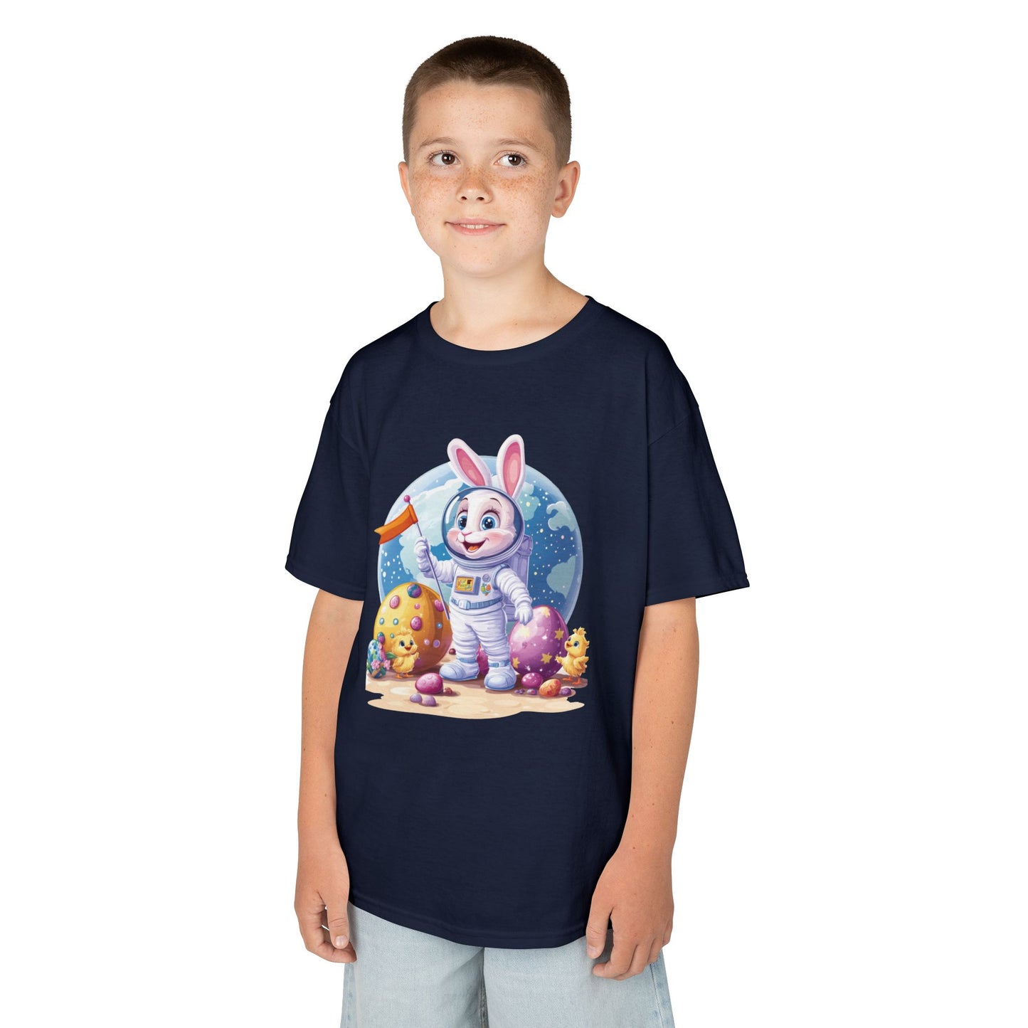 Kids Easter Astronaut Bunny T-Shirt, Space Bunny with Eggs, Galaxy Adventure Tee, Cute Bunny Gift for Boys and Girls