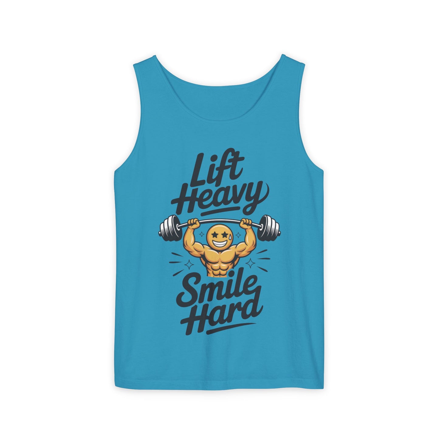 Mens Lift Heavy Smile Hard Tank Top, Funny Gym Workout Fitness Shirt, Mens Funny Gym Tank
