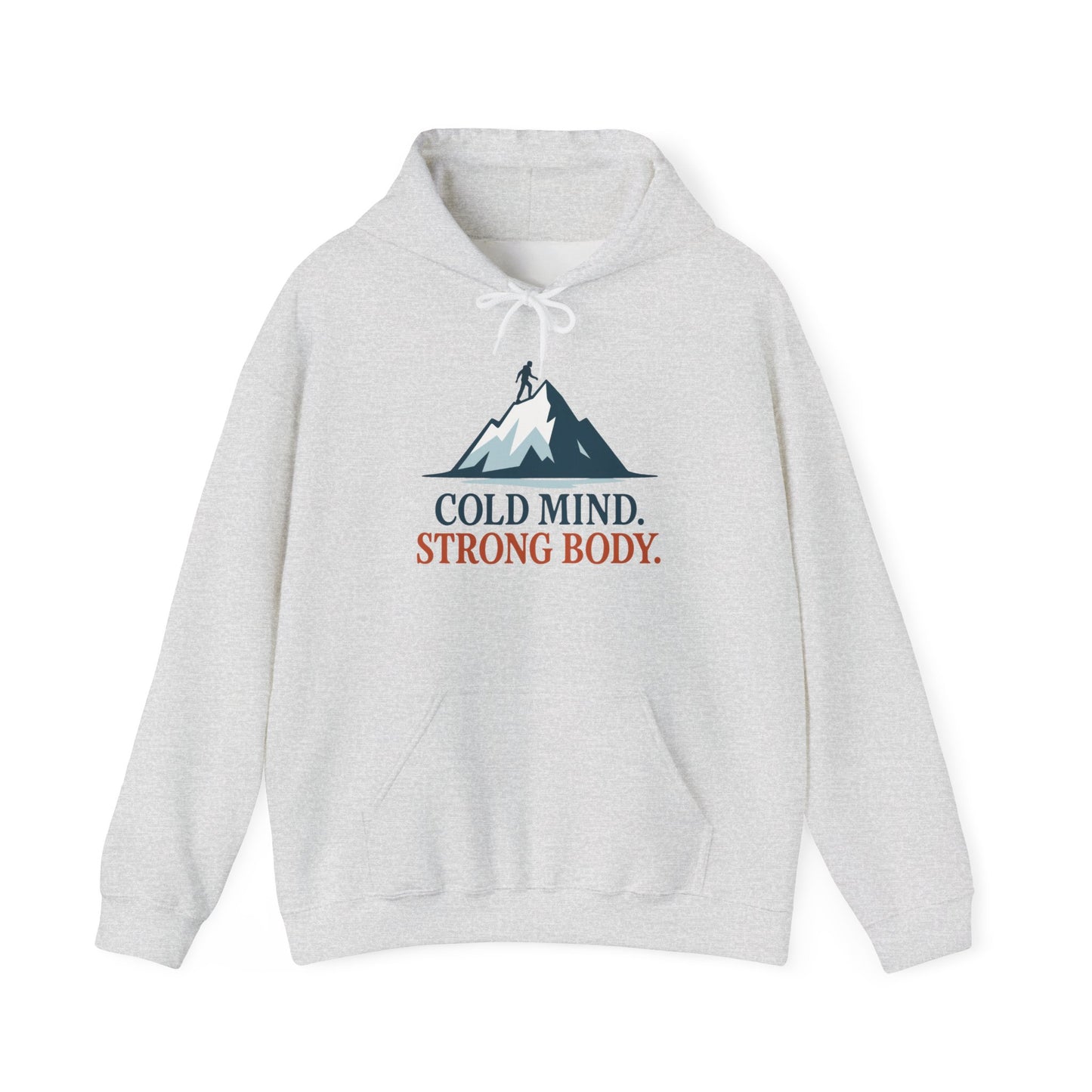 Men's Heavy Blend™ Hooded Sweatshirt, Cold Mind Strong Body Sweatshirt, Nordic Mountain Minimalist Pullover
