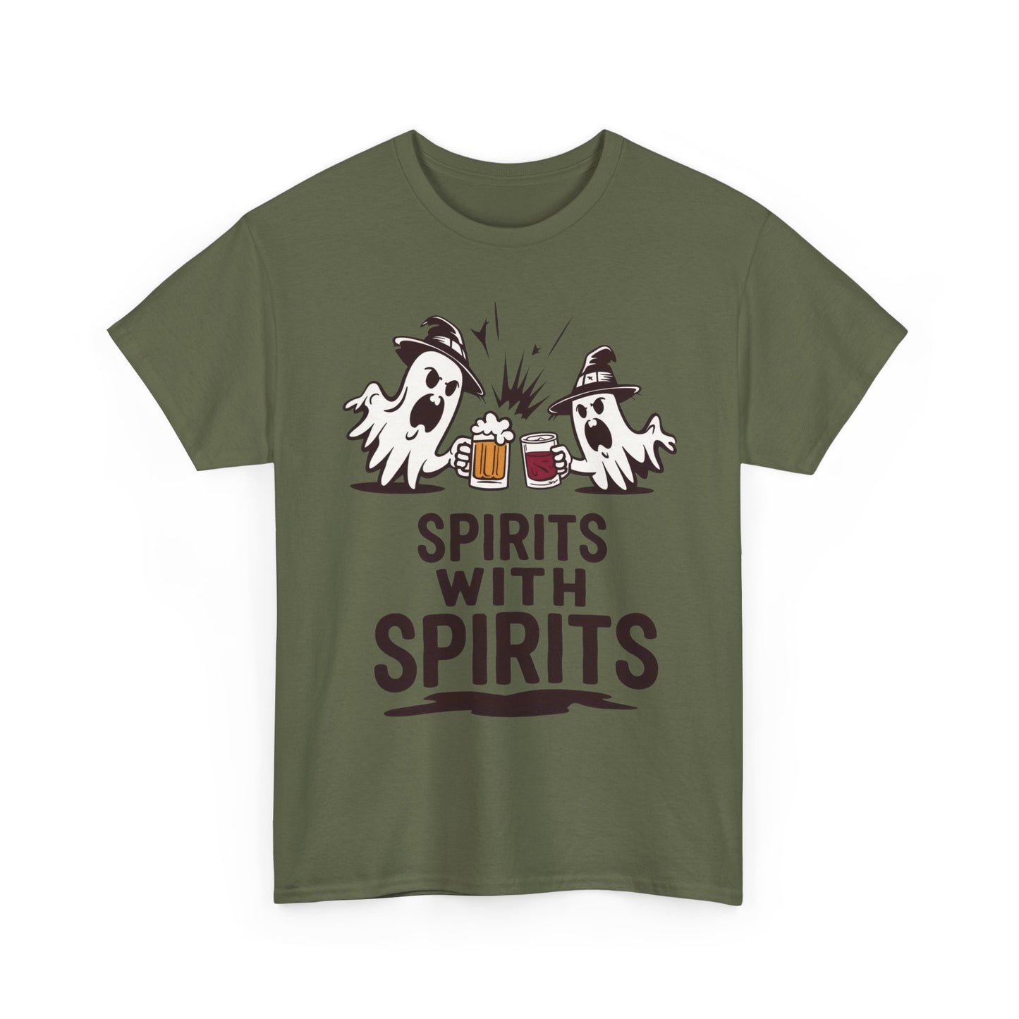 Spirits With Spirits Men's T-Shirt, Funny Ghost Drinking Halloween Party Graphic Tee