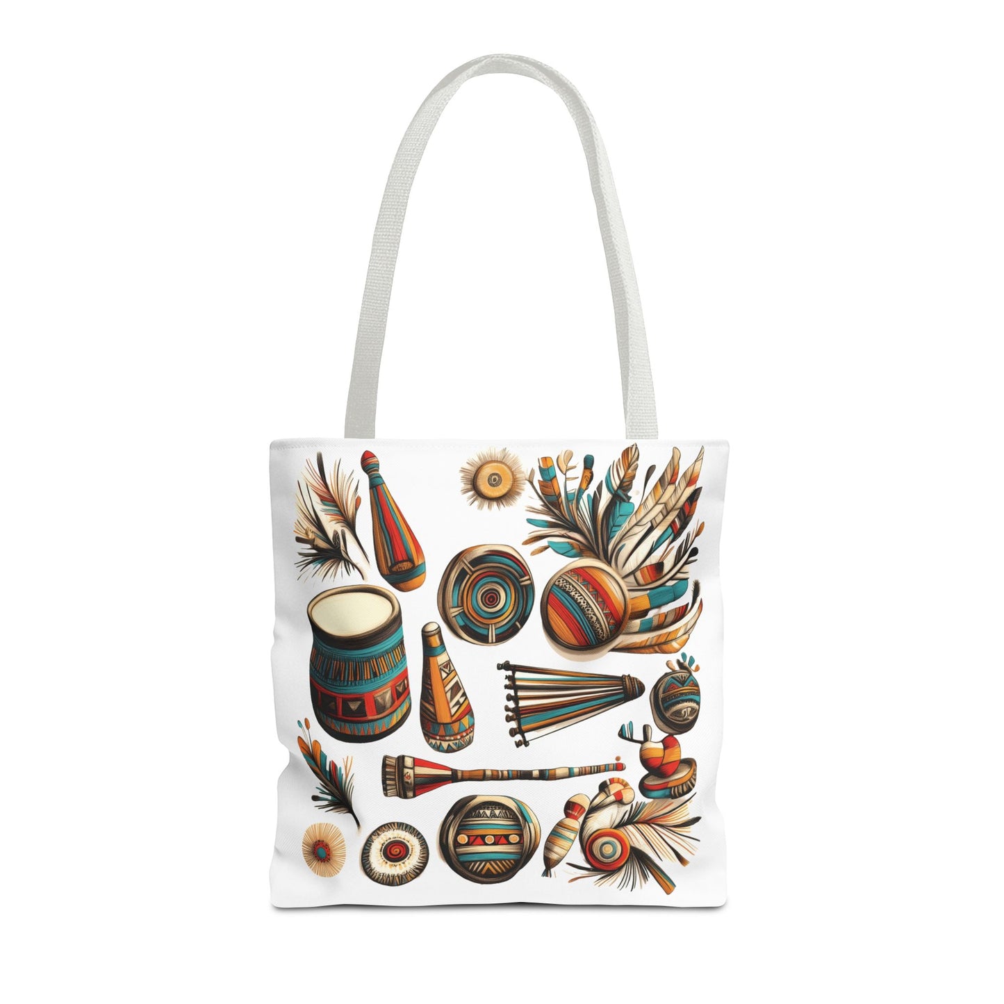Boho Tribal Music Tote Bag, Ethnic Percussion Instrument Art, Festival Vibes, Shopping Bag, Bohemian Tote, Weekender Bag, Beach Bag, Large Canvas Bag