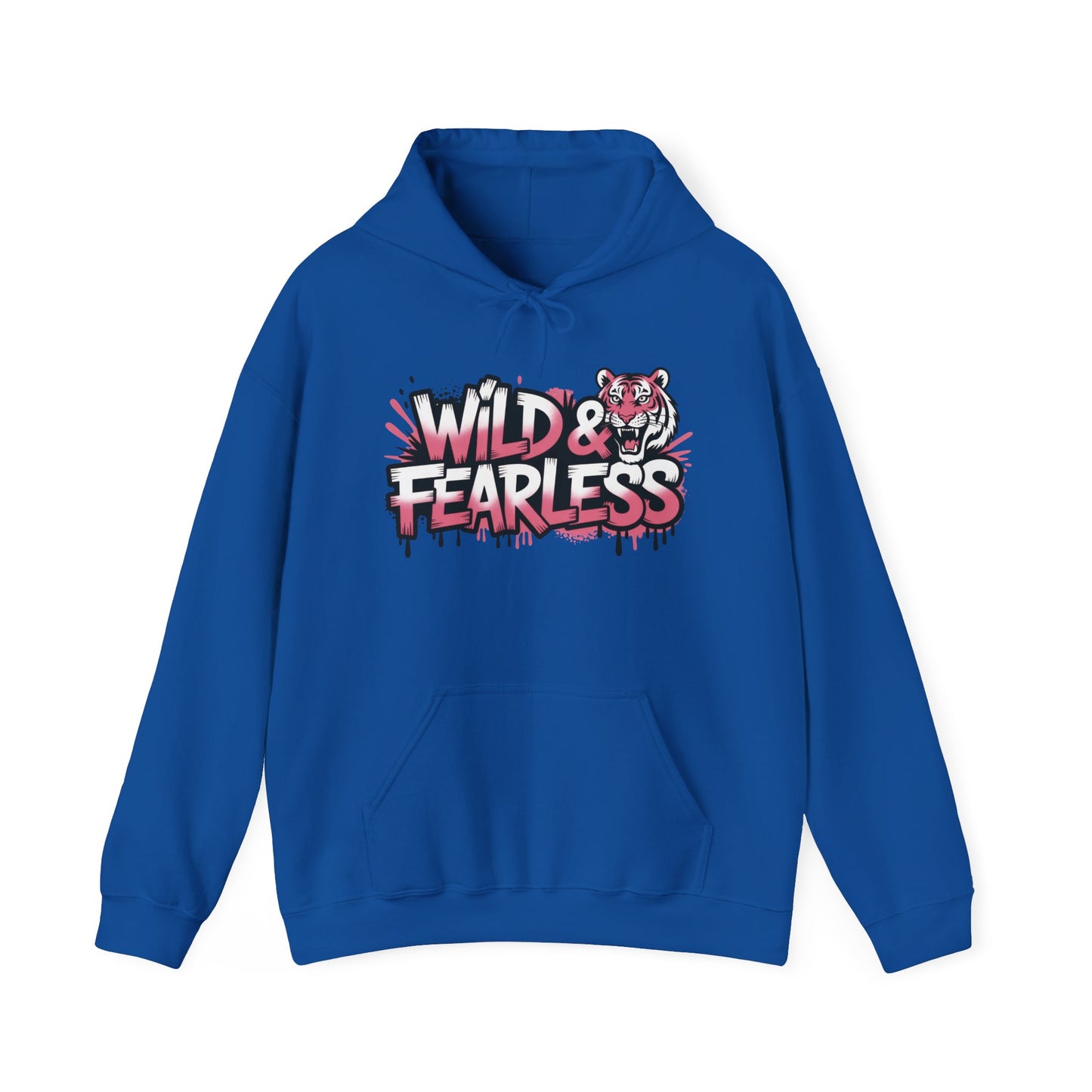 Women's Hoodie Wild & Fearless, Tiger Graffiti Graphic Pullover, Bold Urban Streetwear Hoodie