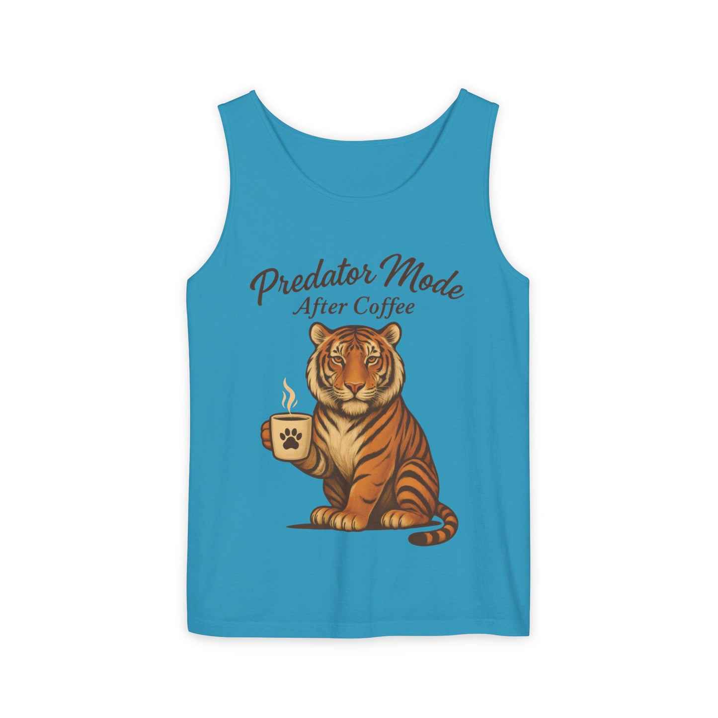 Predator Mode After Coffee Tank Top - Funny Coffee Lover Mens Muscle Tank - Tiger Caffeine Gym Shirt - Morning Motivation Top