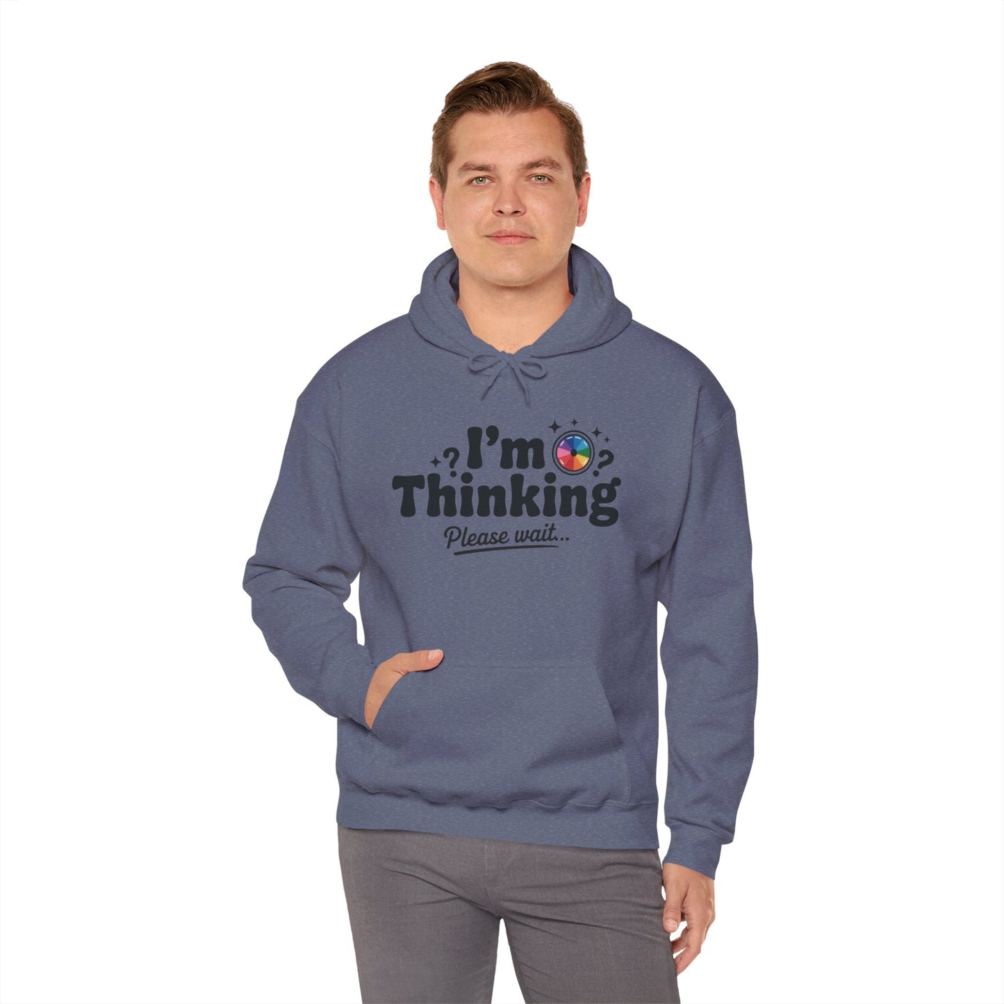 Funny - Im Thinking Please Wait - Mens Hoodie, Cute Geeky Gift for Introverts, Programmers, Designers, Fun Humor Hoodie, Gift for Adults