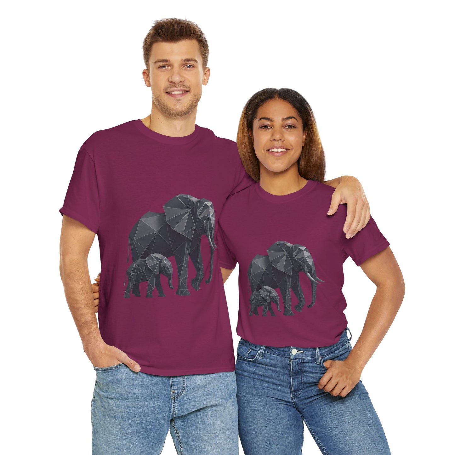 Geometric Elephant Tee - Minimalist Art Shirt, Nature Lover Gift, Animal Print T-Shirt, Unisex Cotton Tee, Eco-Friendly Wear