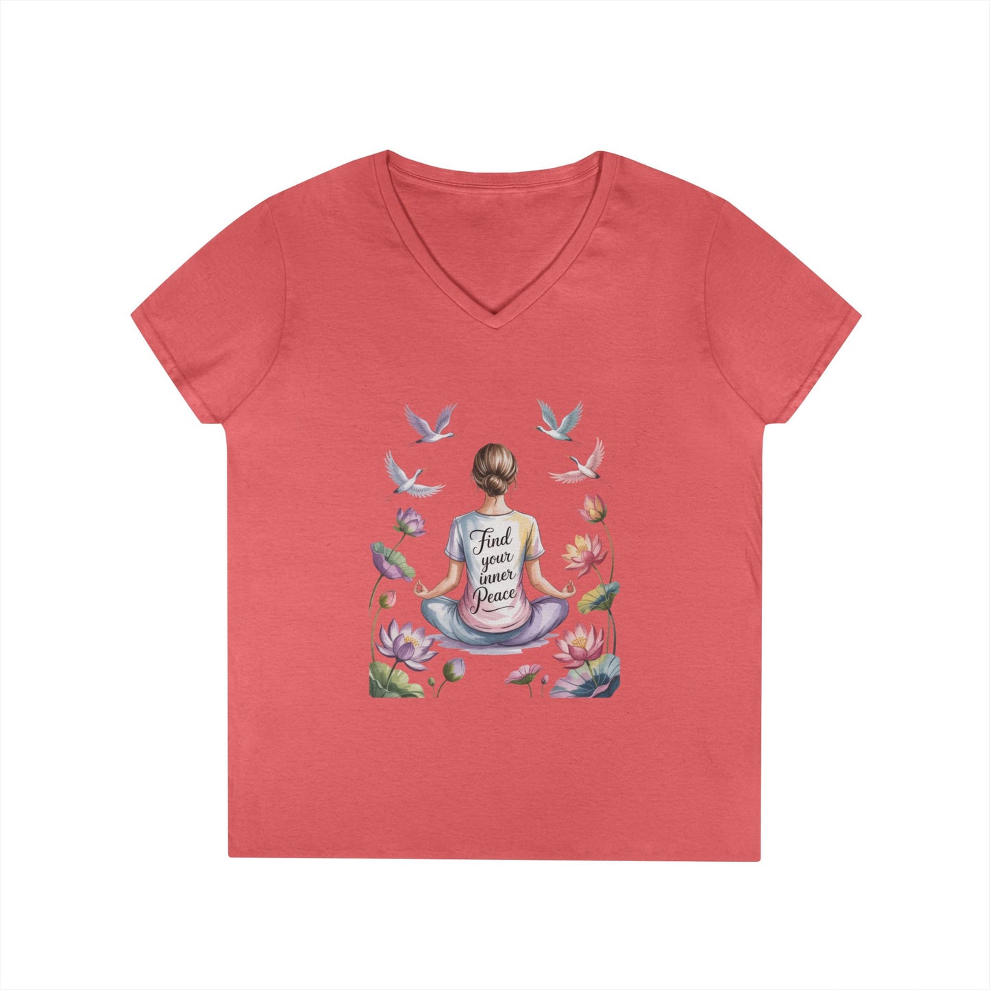 Mindful V-Neck T-Shirt, Inspirational Tee, Yoga Shirt, Self-Care Apparel, Gift for Her, Casual Wear, Find Your Inner Peace