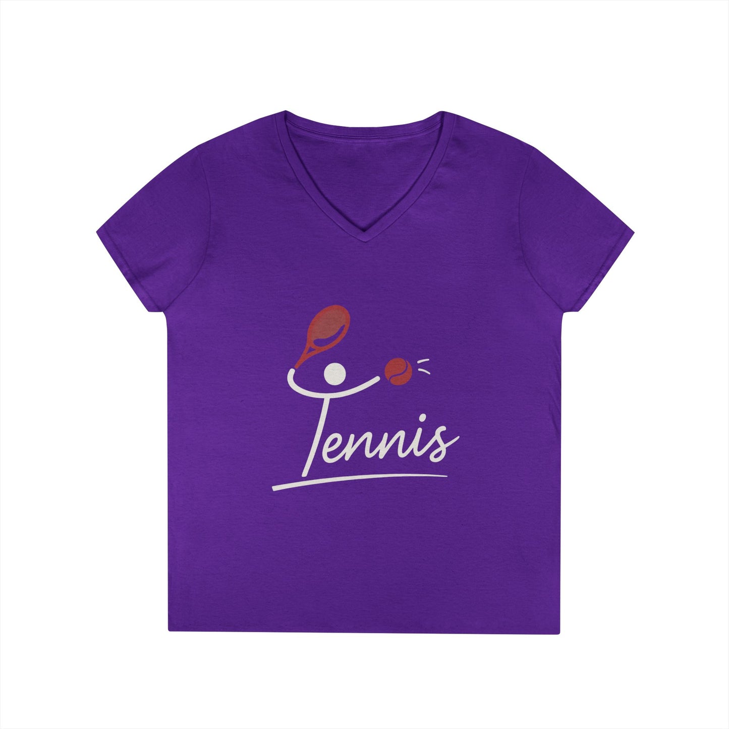 Ladies' V-Neck T-Shirt, Womens Tennis Graphic T-Shirt, Cute Sports Tee, Funny Workout Gym Top for Women