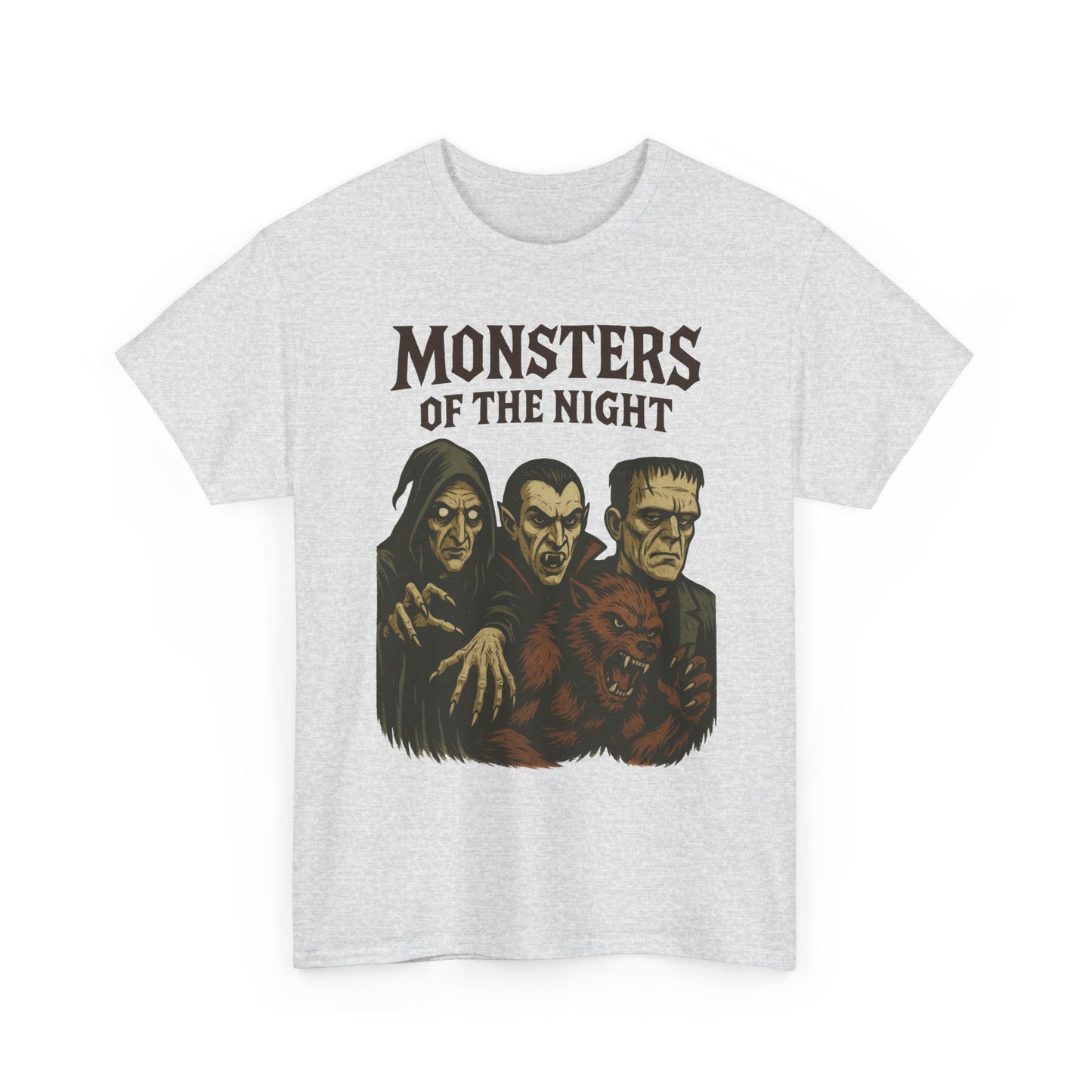 Monsters of the Night Men's T-Shirt, Classic Horror Movie Monsters Graphic Tee, Halloween Shirt