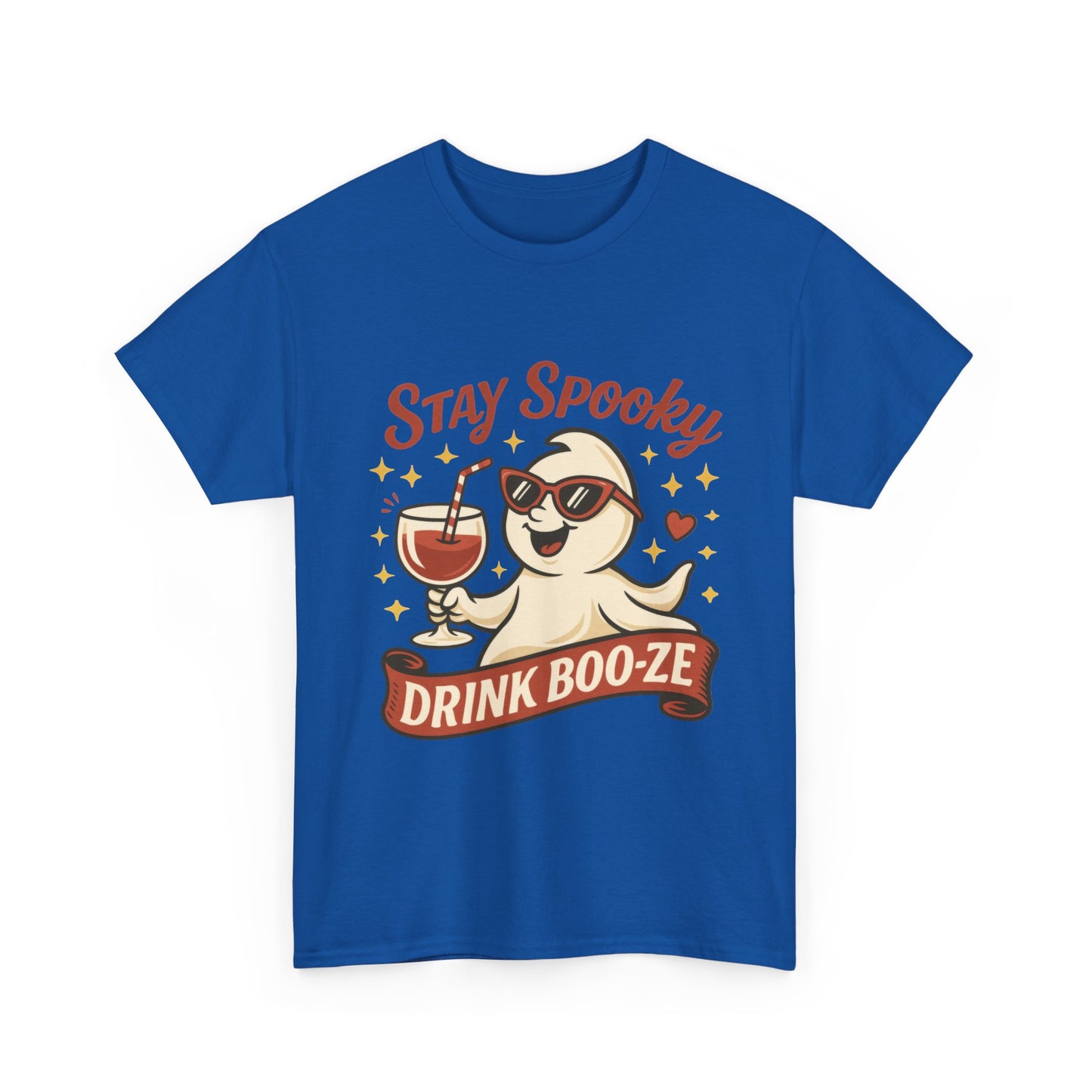 Stay Spooky Drink Boo-ze Women's T-Shirt, Funny Ghost Wine Halloween Party Graphic Tee
