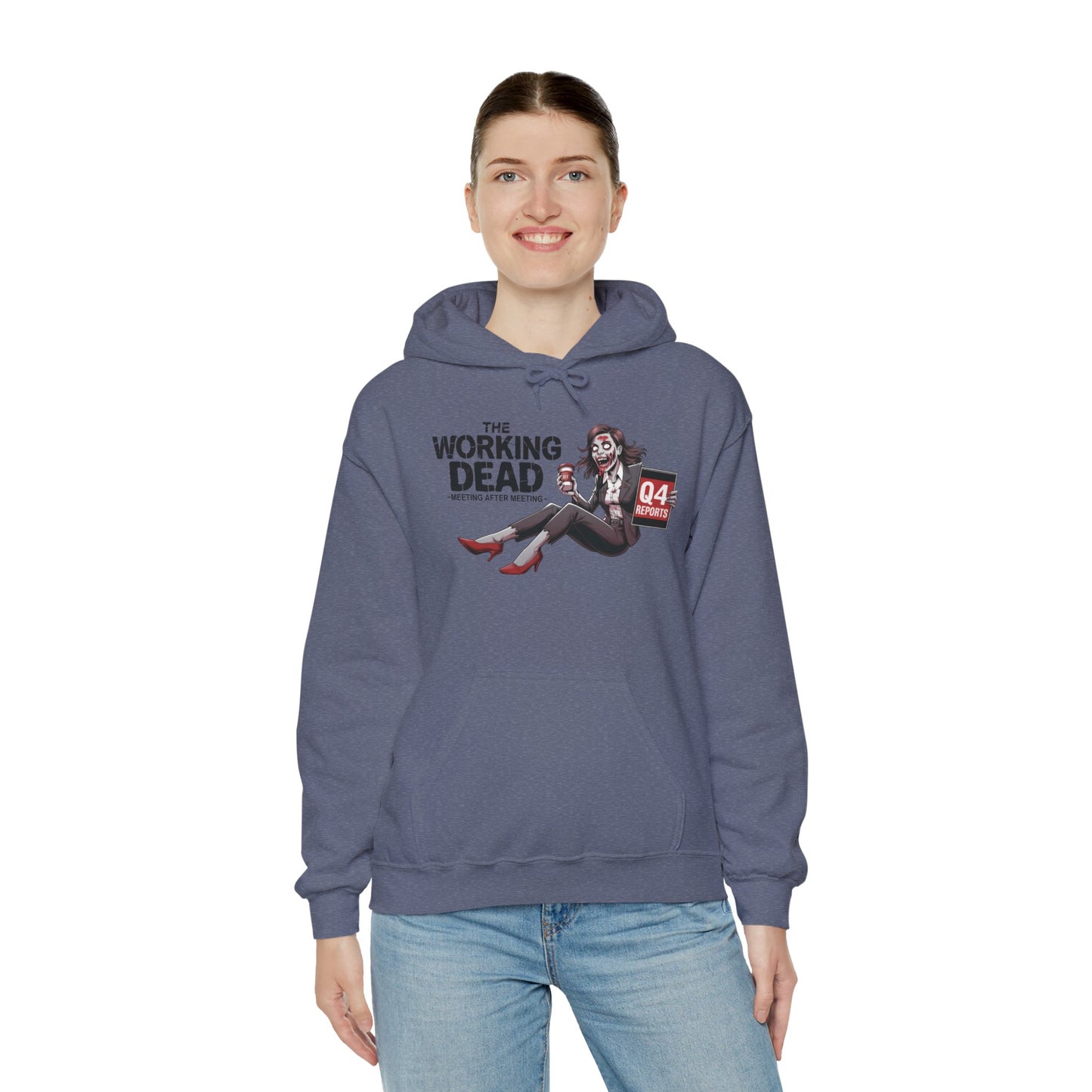 The Working Dead Women's Zombie Hoodie, Funny Office Meeting Sweatshirt, Halloween Zombie Top, Halloween Work Top